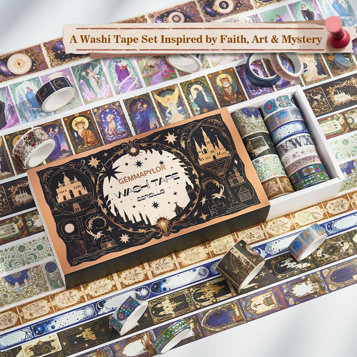 Gemmapylor Magic Washi Tape Set 24 Rolls,Decorative Masking Tape for Junk Journal, Scrapbooking