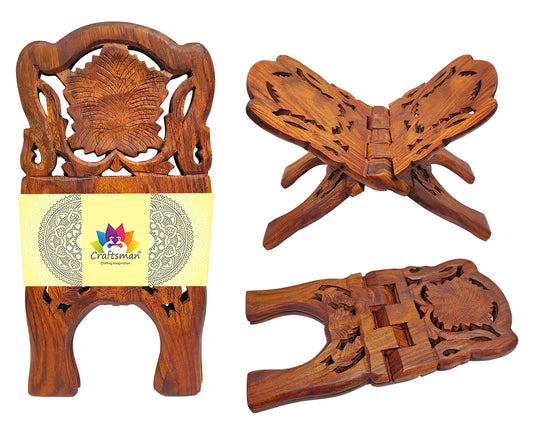 Craftsman 12 Inch Rahel Holy Book Stand for Pooja puja Gita Quran Bible Stand Holder. Folding
