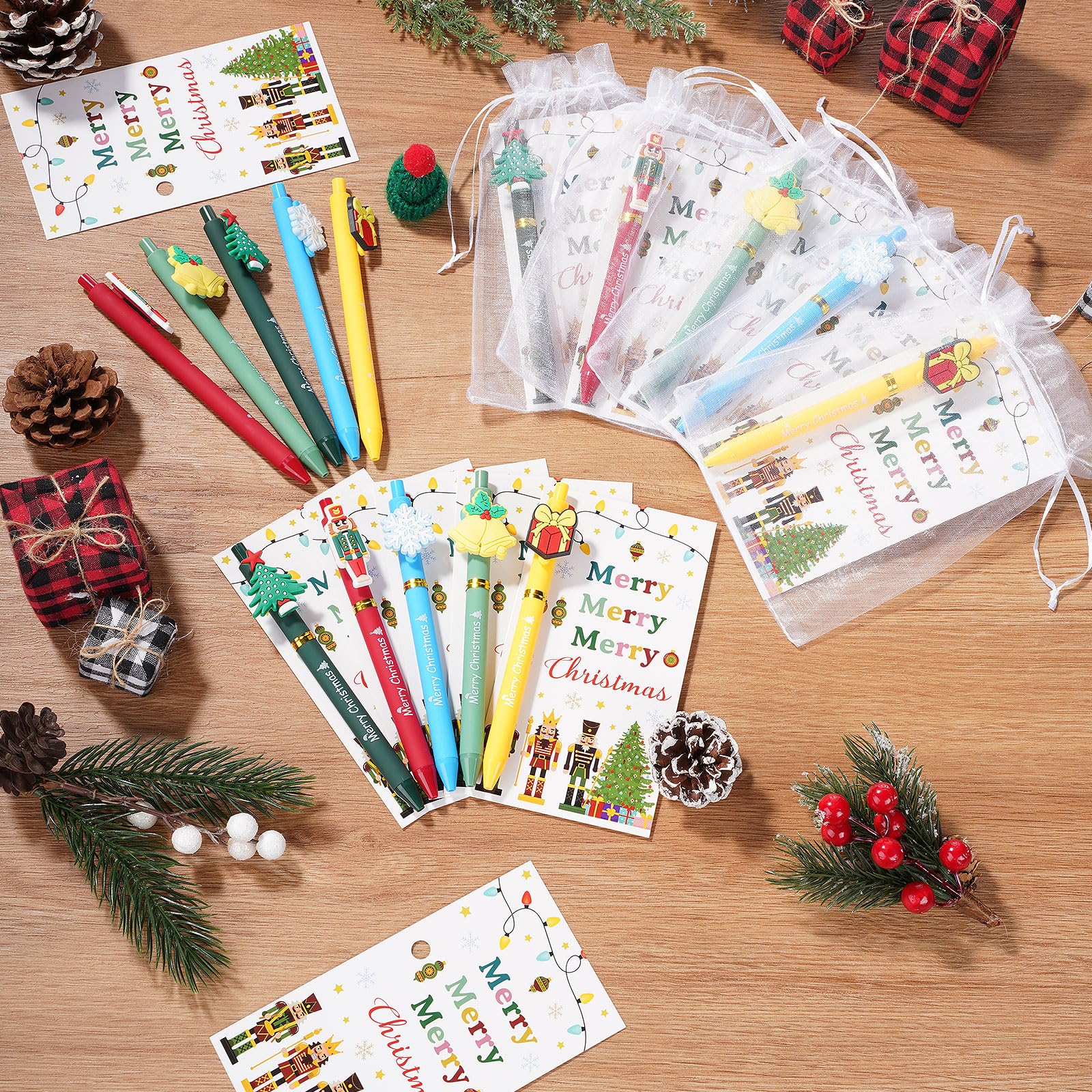 Marspark 60 Set Merry Christmas Party Favor Gifts Bulk Xmas Pens and Cards
