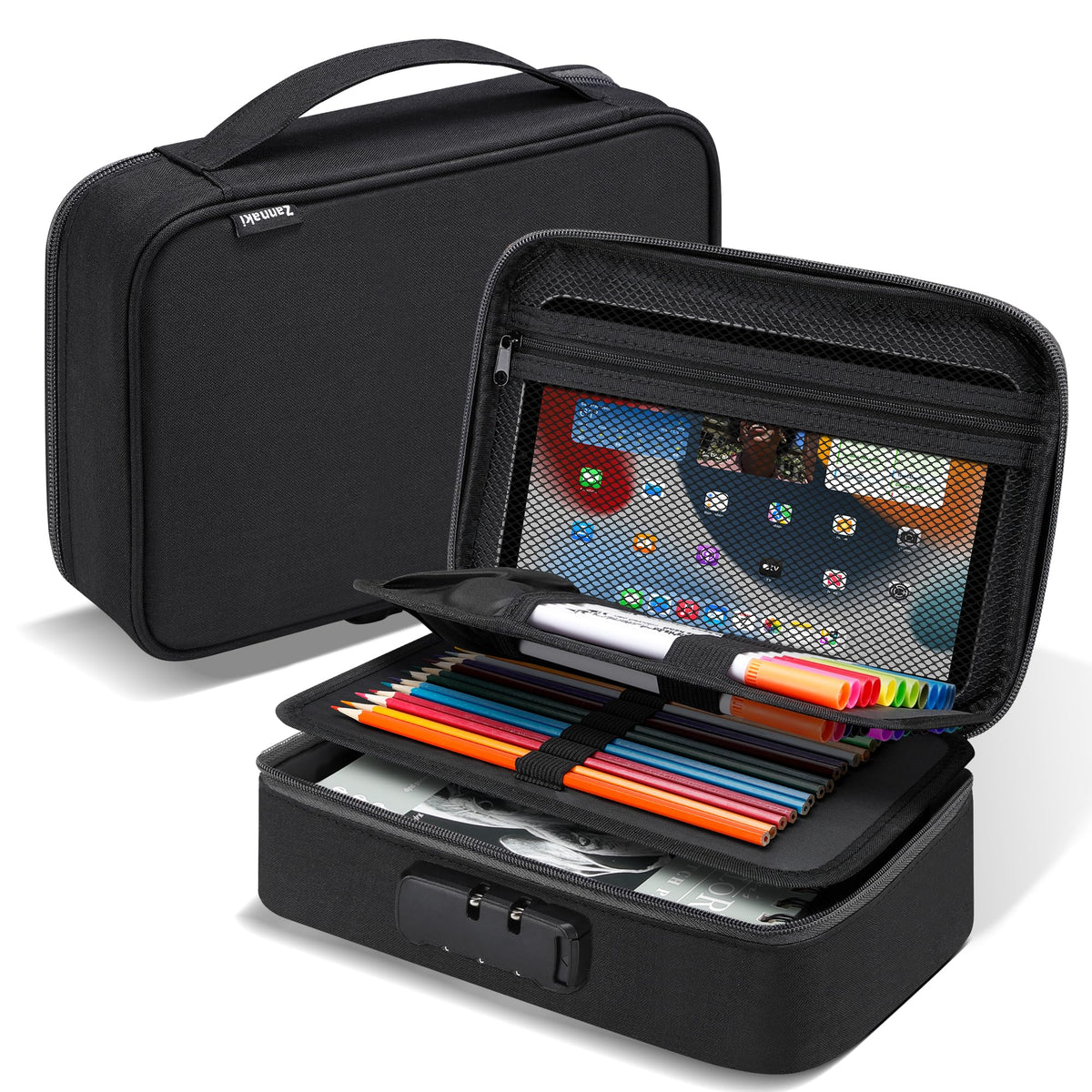 Zannaki Big Capacity Storage Pouch Marker Pen Pencil Case Simple Stationery Bag Box Art Tool &