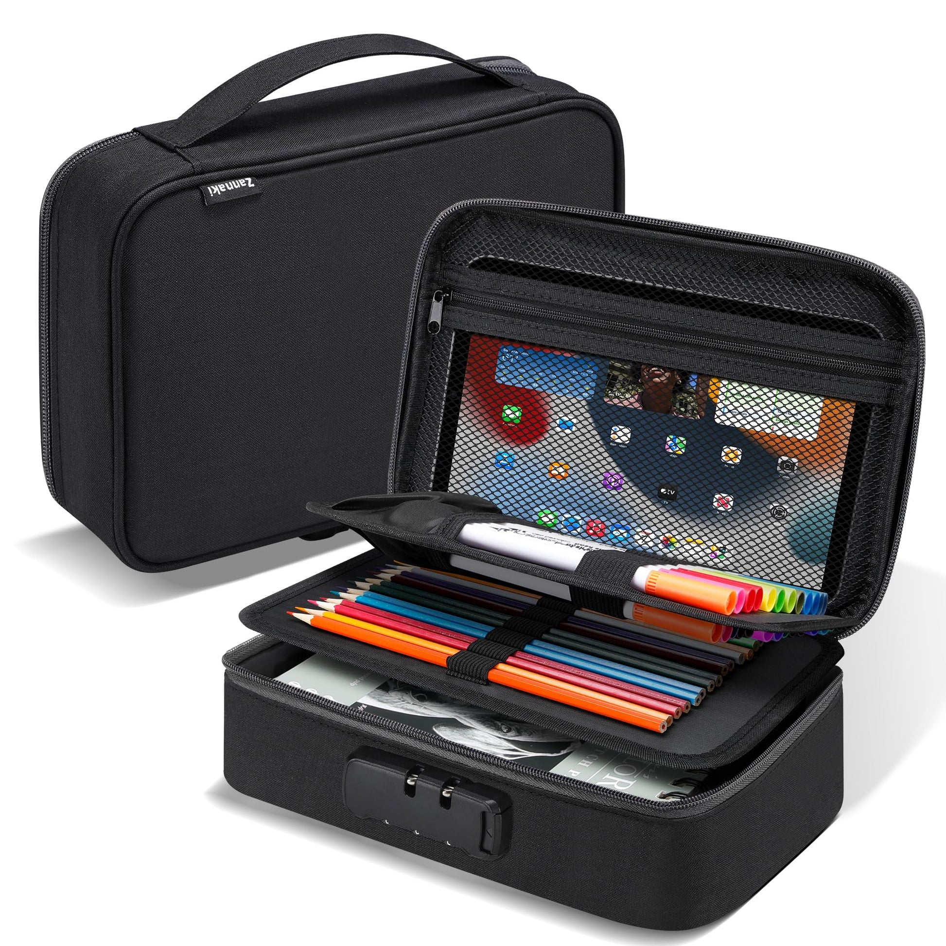 Zannaki Big Capacity Storage Pouch Marker Pen Pencil Case Simple Stationery Bag Box Art Tool &
