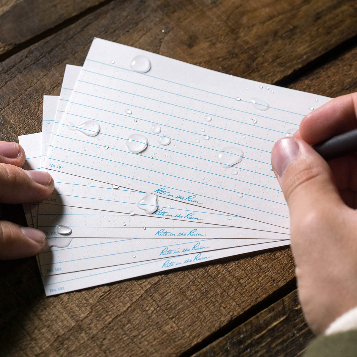 Rite In The Rain Weatherproof Index Cards, 3" x 5", Universal Pattern, White (No. 191)