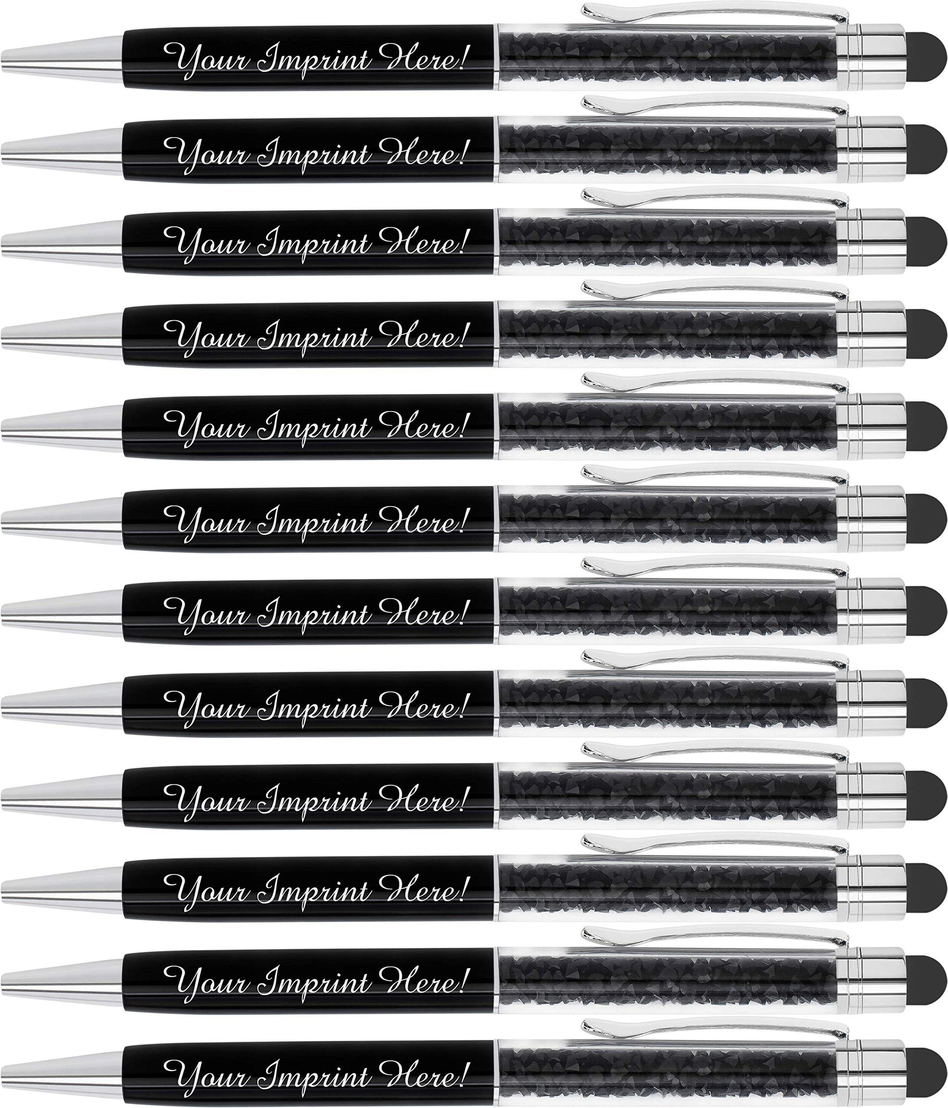 ExpressDesigns™ - Personalized Crystal Pens with Stylus - Metal Gem Pen - Custom Metallic Printed