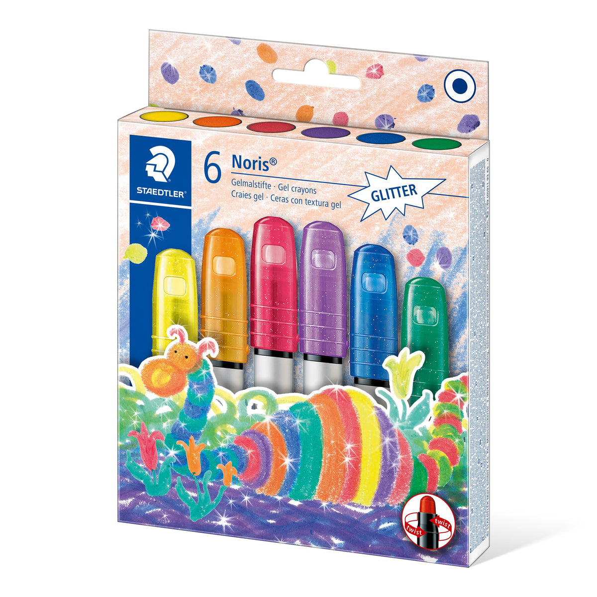 STAEDTLER 2390M C6 Noris Glitter Gel Crayons - Assorted Colours (Pack of 6)