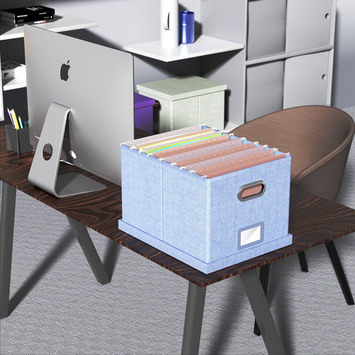 Oterri 2 Pack File Storage Organizer, Filing Box, Portable File Box with Lid, Fit for Letter/Legal