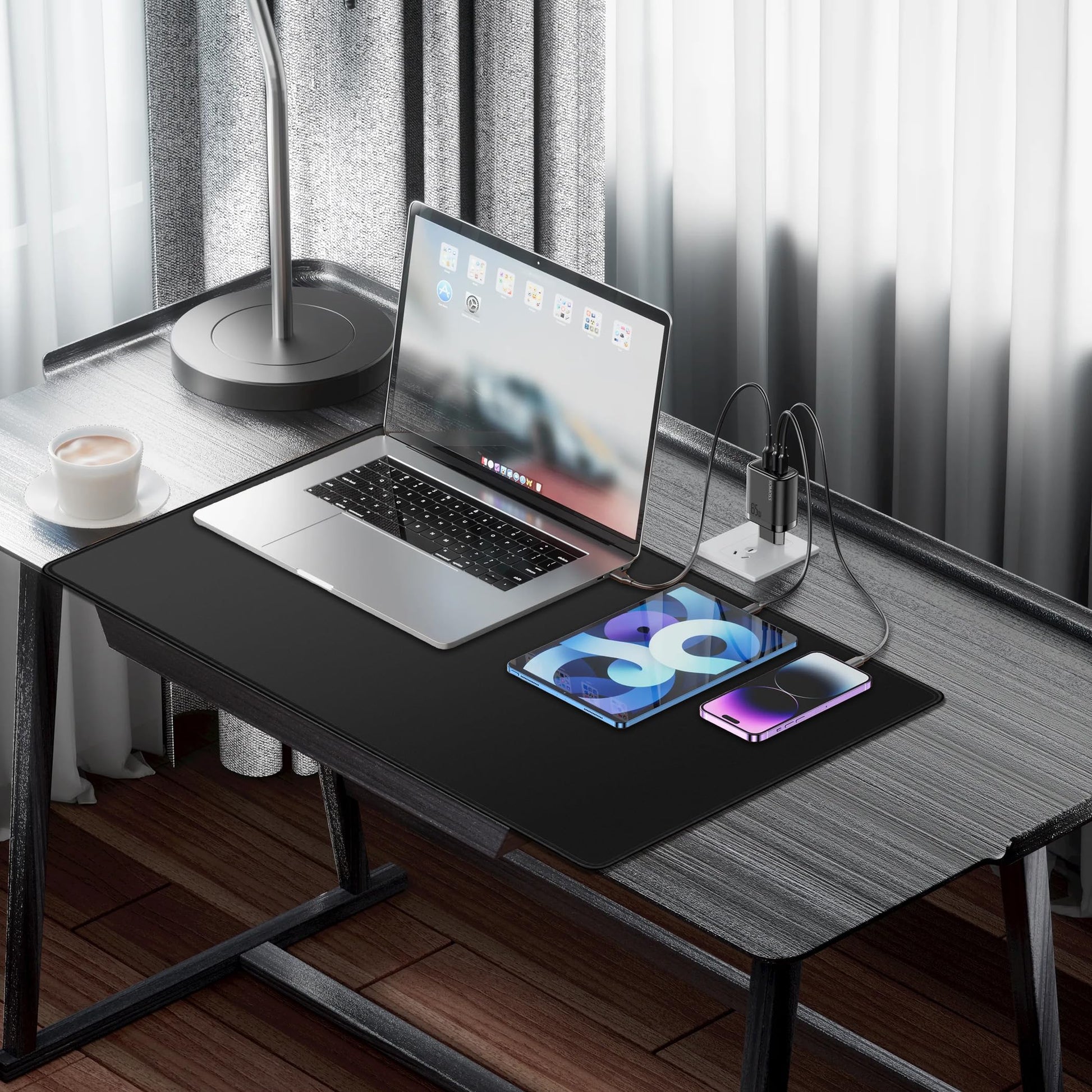 LL-COEUR Black Extended Gamer Mousepad 31.5x19.6x0.12inch, XXL Long Desk Topper Mat with Non-Slip
