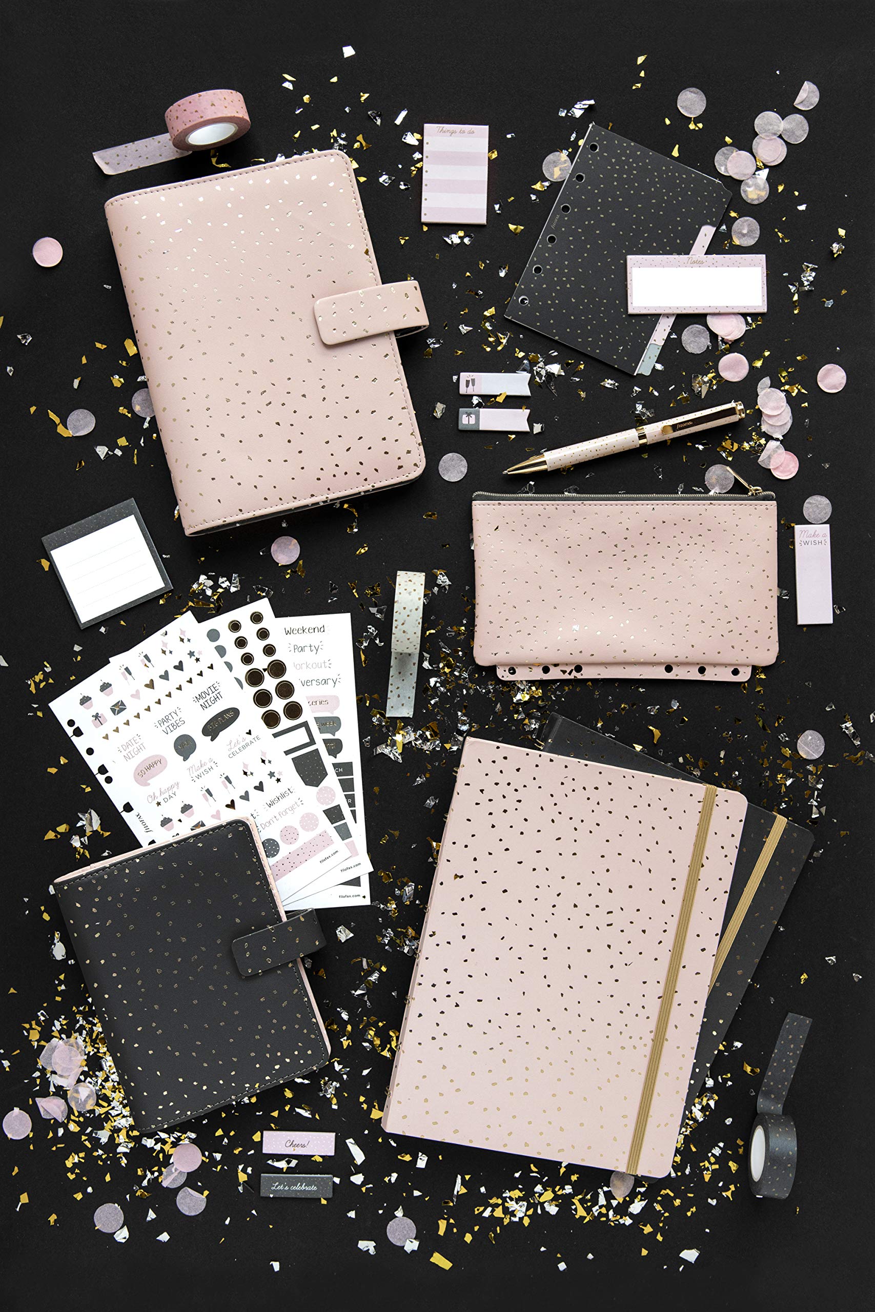 Filofax Confetti Ballpoint Pen - Rose Quartz, 132707, Black