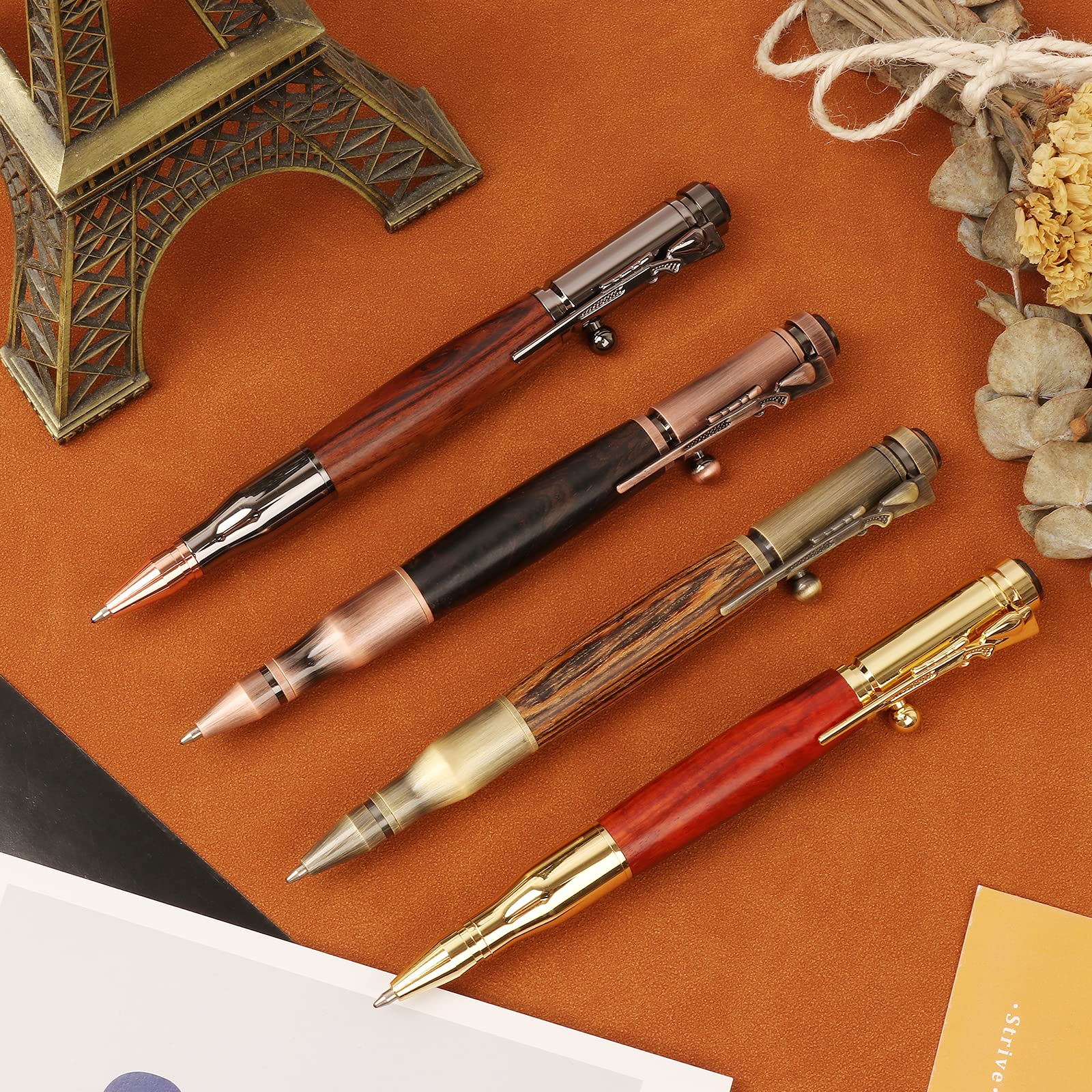 SHALORY Bolt Action Pen with Compass & Extra Refill,Birthady Gift Cool Gadgets for Men Wooden