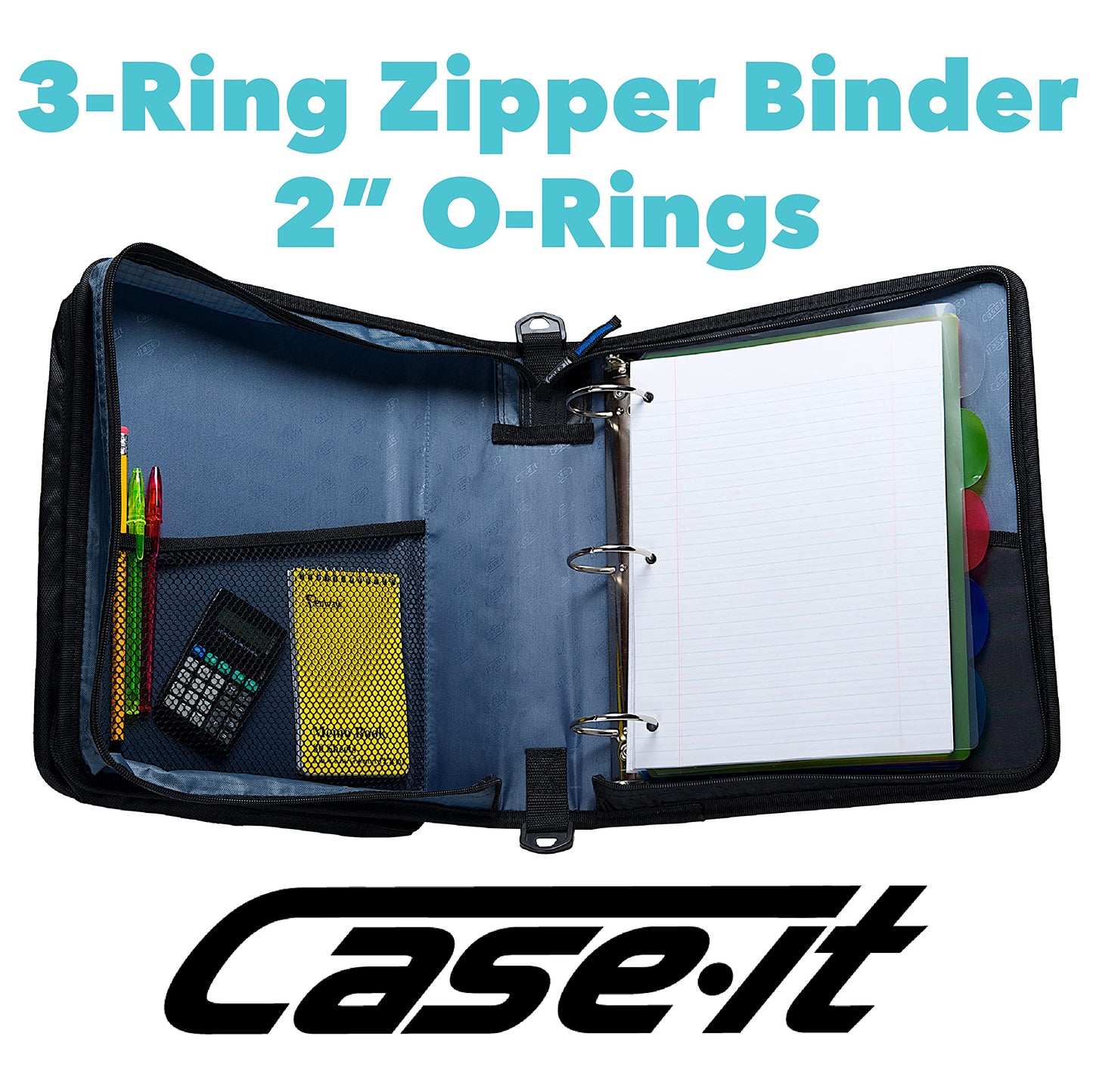 Case-it Laptop Zipper Binder | 2-Inch Rings | LT-007 Black