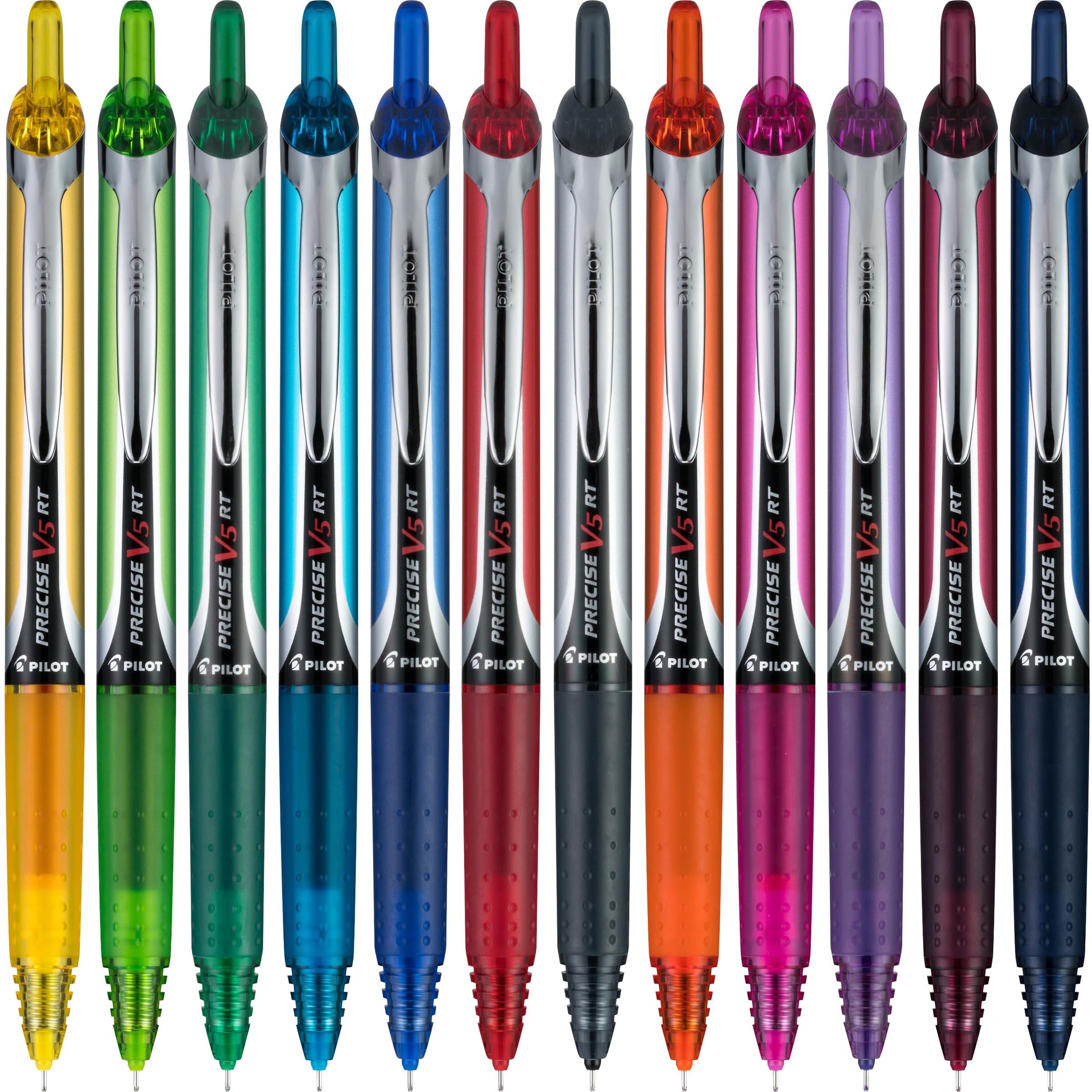 PILOT Precise V5 RT Rolling Ball Pens, 0.5 mm, Assorted, Pack of 12