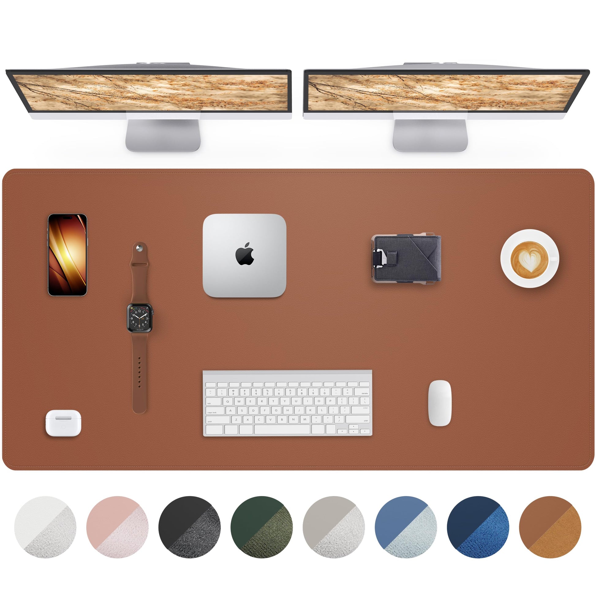 AFIING Large Desk Mat 55" x 24" - PU Leather Desk Pad Protector, Waterproof Non-Slip Extended Mouse