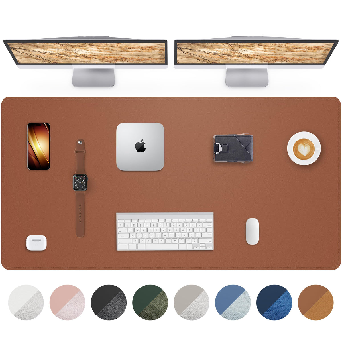 Large Leather Desk Mat - 48"x24" Office Desk Protector, Non-Slip PU Leather Mouse Pad, Waterproof