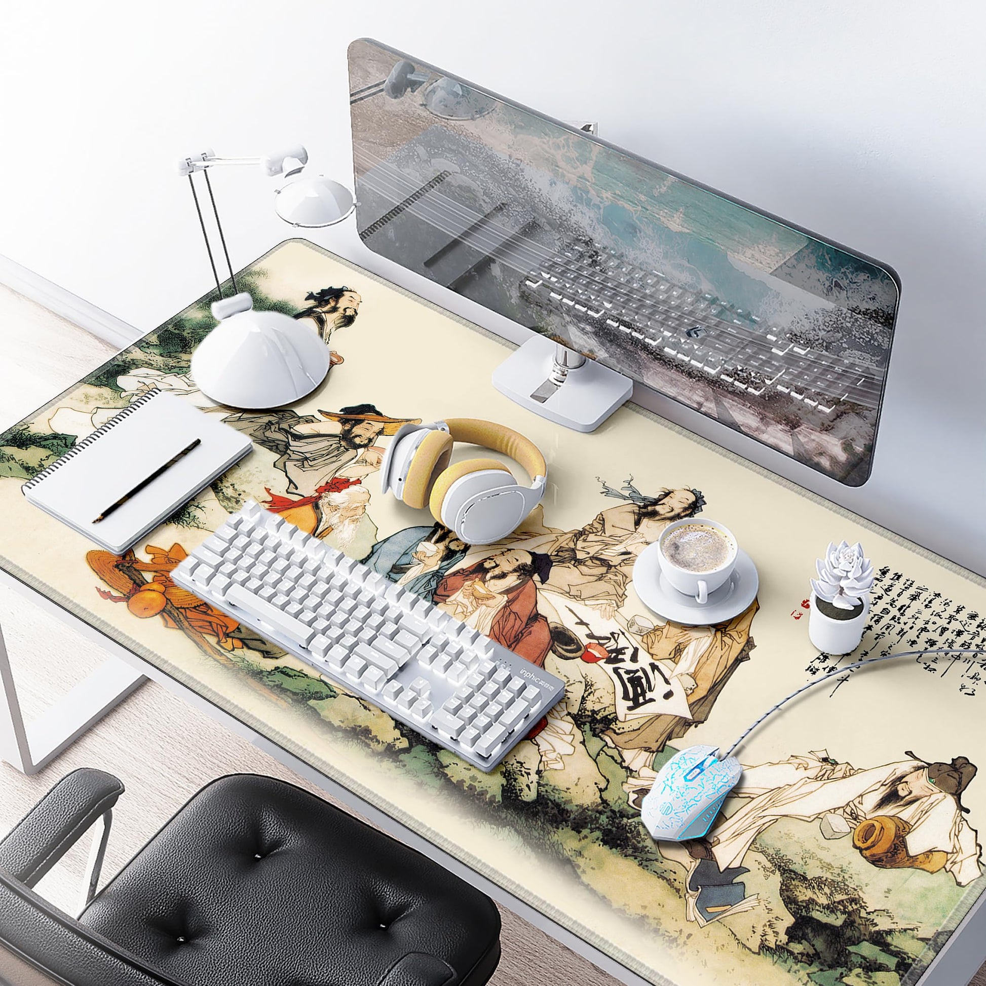 LL-COEUR XXL Landscape Gaming Mouse Pad Computer Keyboard Mat Office Desk Pad (Eight Immortals