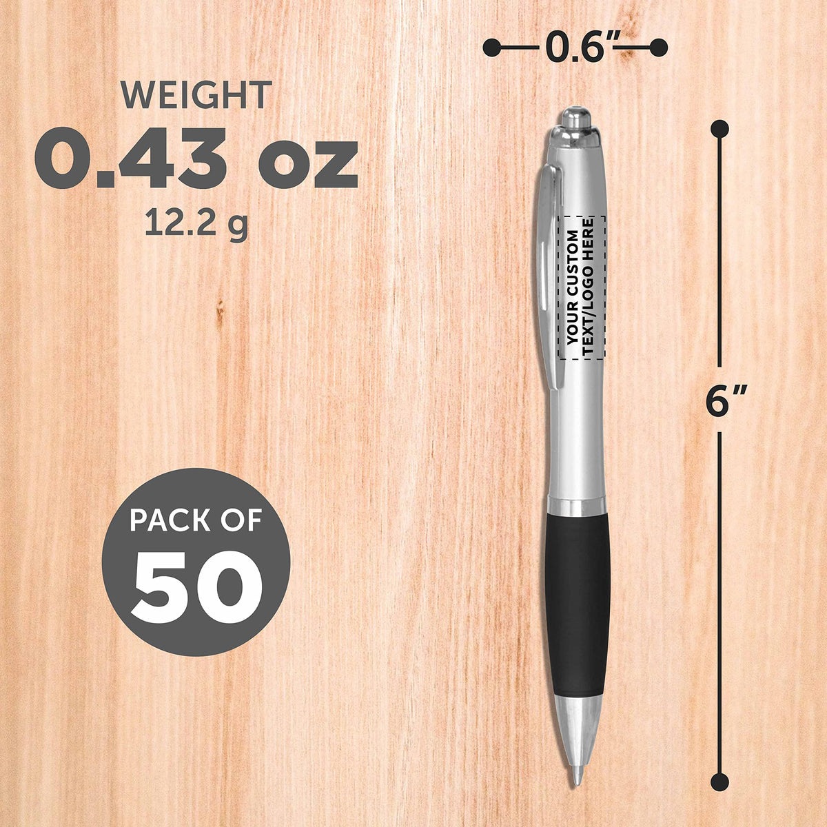 Personalized Ballpoint Pens with Rubber Grip and Click Button, Pack of 50 by DISCOUNT PROMOS