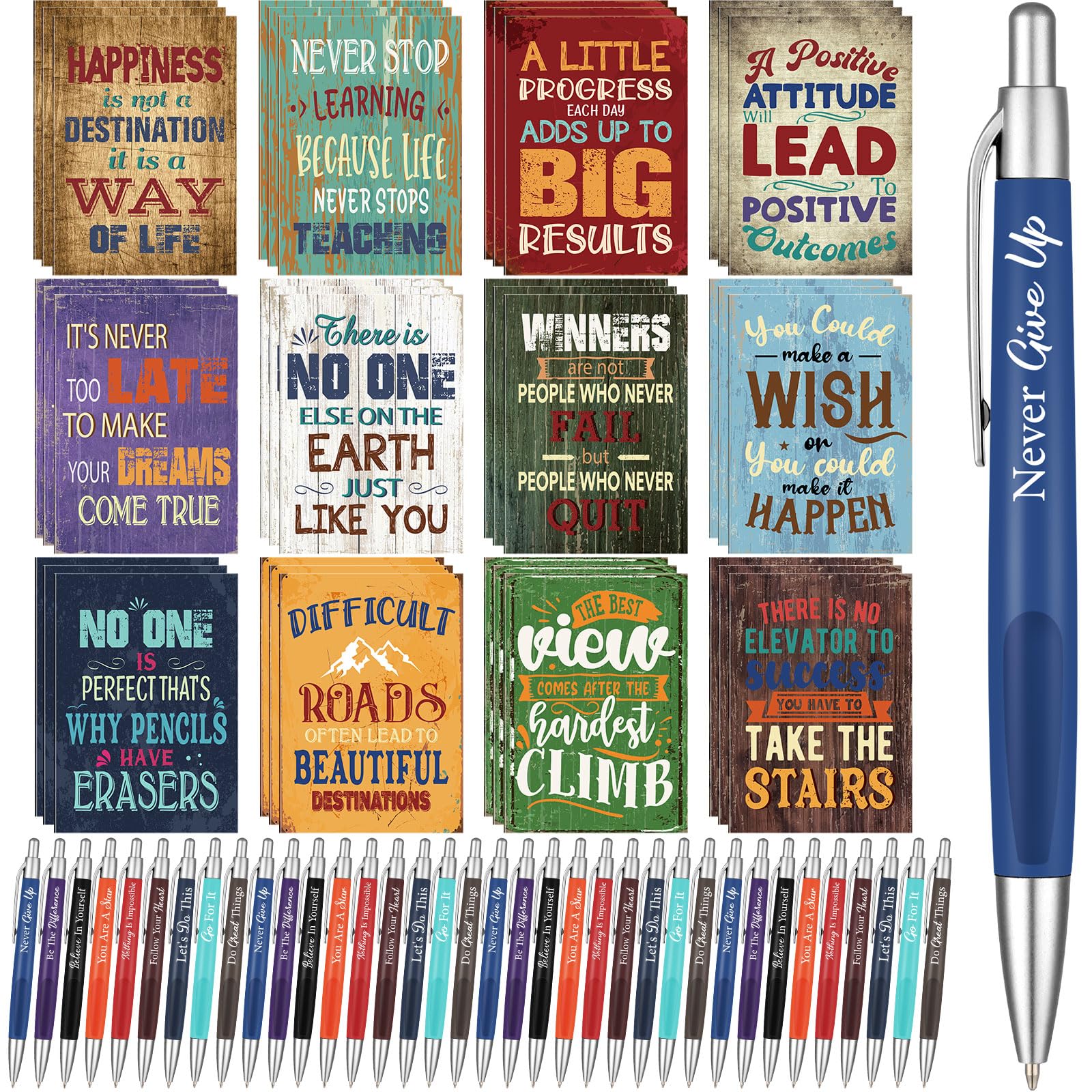 Yeaqee 72 Pcs Motivational Pen Notepad Gifts Bulk Set, Motivational
