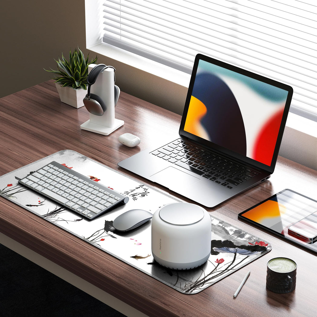 LL-COEUR XXL Landscape Gaming Mouse Pad Computer Keyboard Mat Office Desk Pad (Lotus, 31.4" x 11.8"