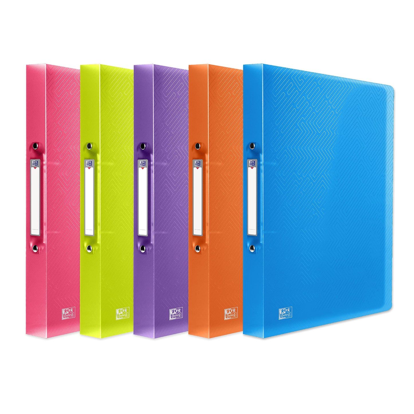 Oxford A4 Ring Binders, 5 Flexible 2-Ring Folders, 40mm, Assorted Colours