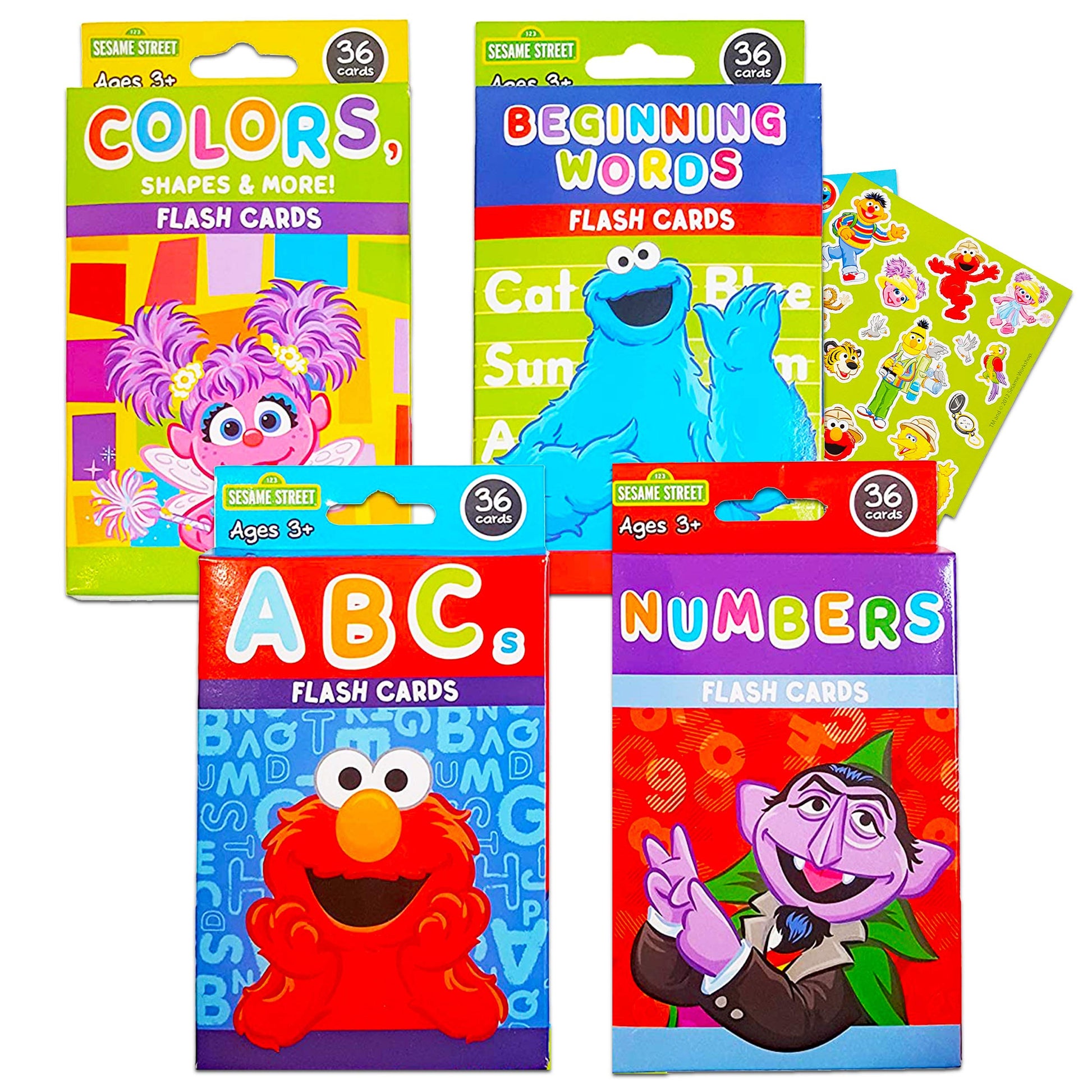 Sesame Street Educational Flash Cards for Early Learning. Set includes Colors, Shapes & More, ABCs