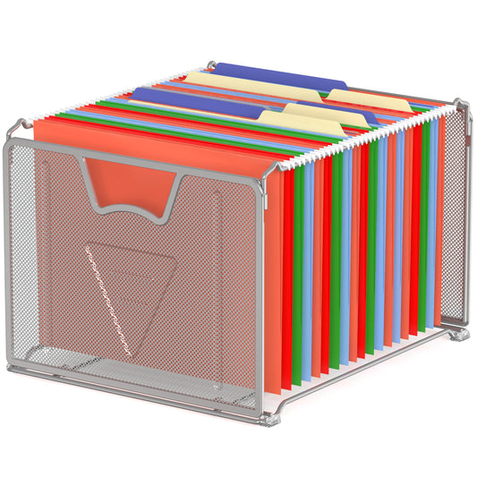 Simple Houseware Mesh Hanging File Folder Organizer, Silver