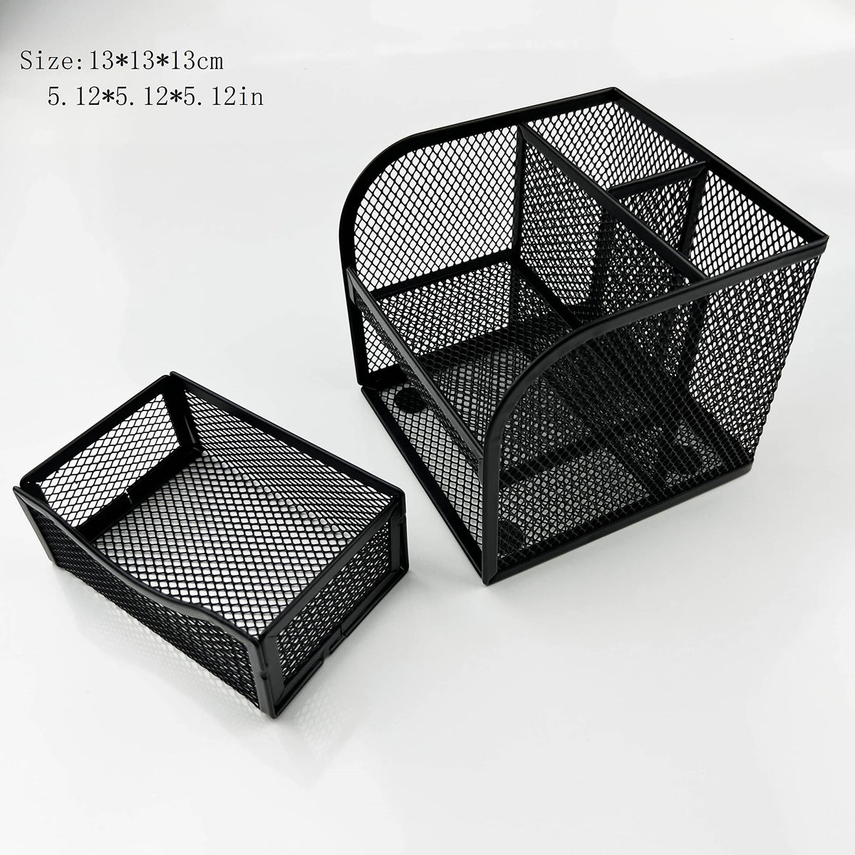 Fengtaiyuan T11, Black Square Metal Wire Mesh Pencil Holder, Pencil Cup, Pen Holder, Desktop
