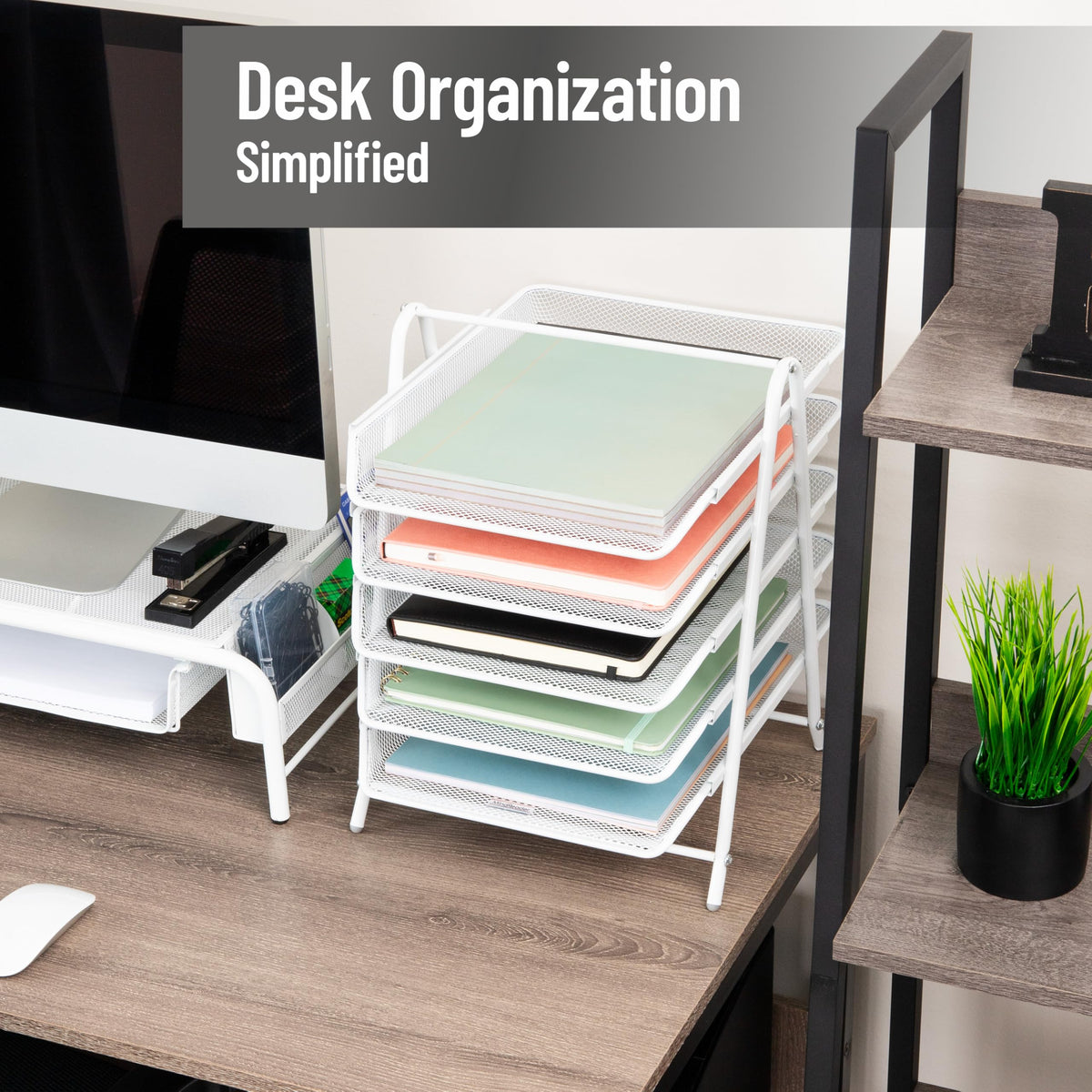 Mind Reader 5-Tier Paper Tray Organizer, White