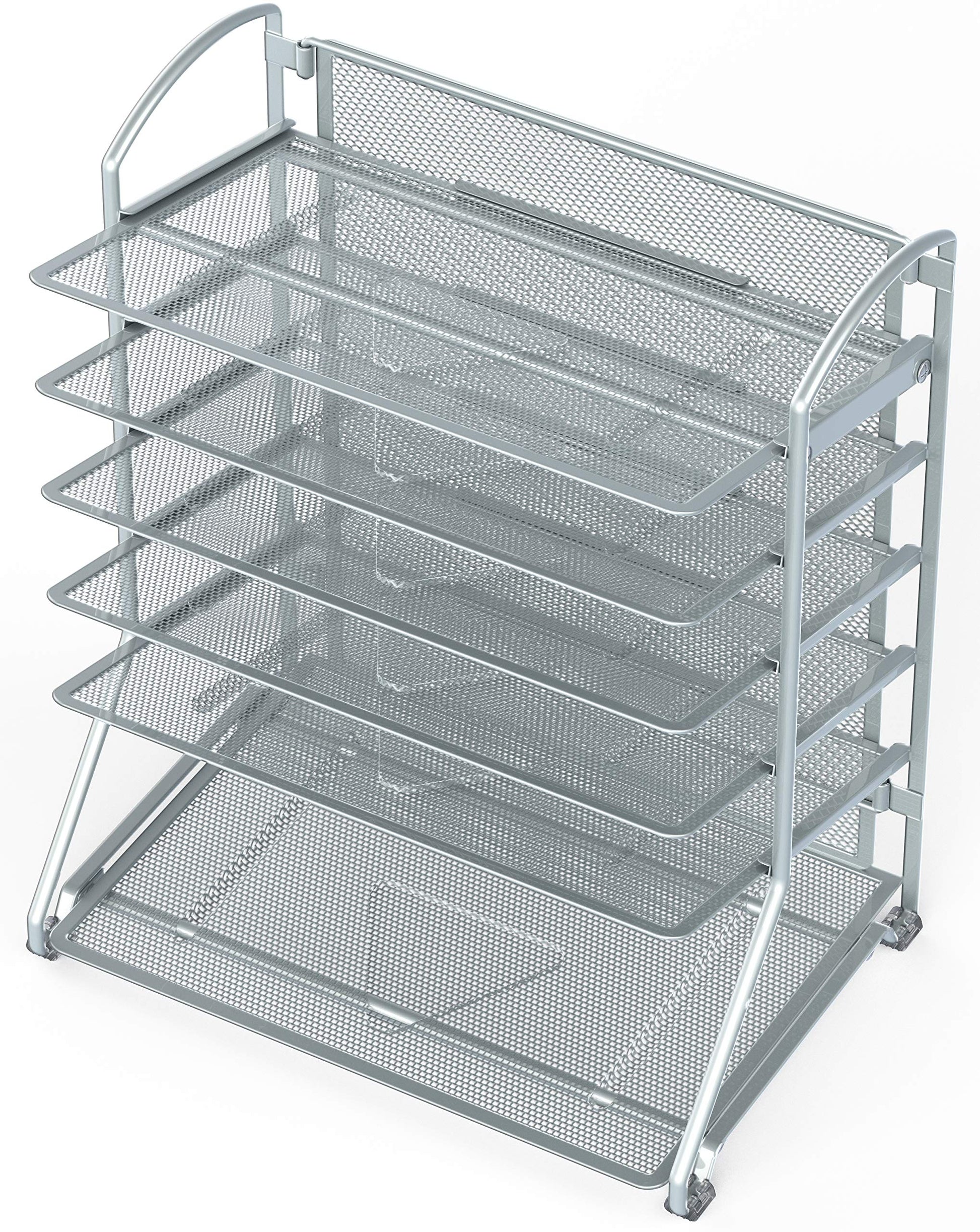 Simple Houseware 6-Tier Desk Organizer & Sliding Paper Tray, Silver