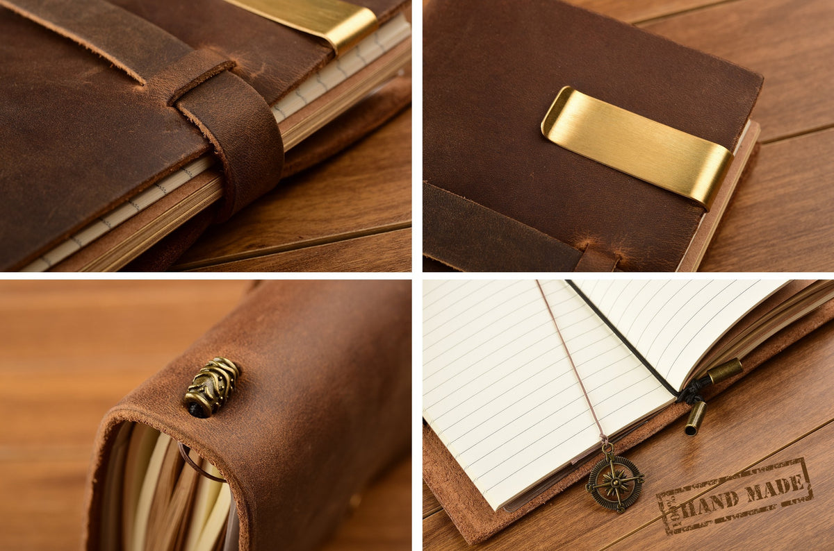 7Felicity Genuine Leather Diary,Refillable Pages Leather Journal,Pocket Size,Handmade Cute Writing