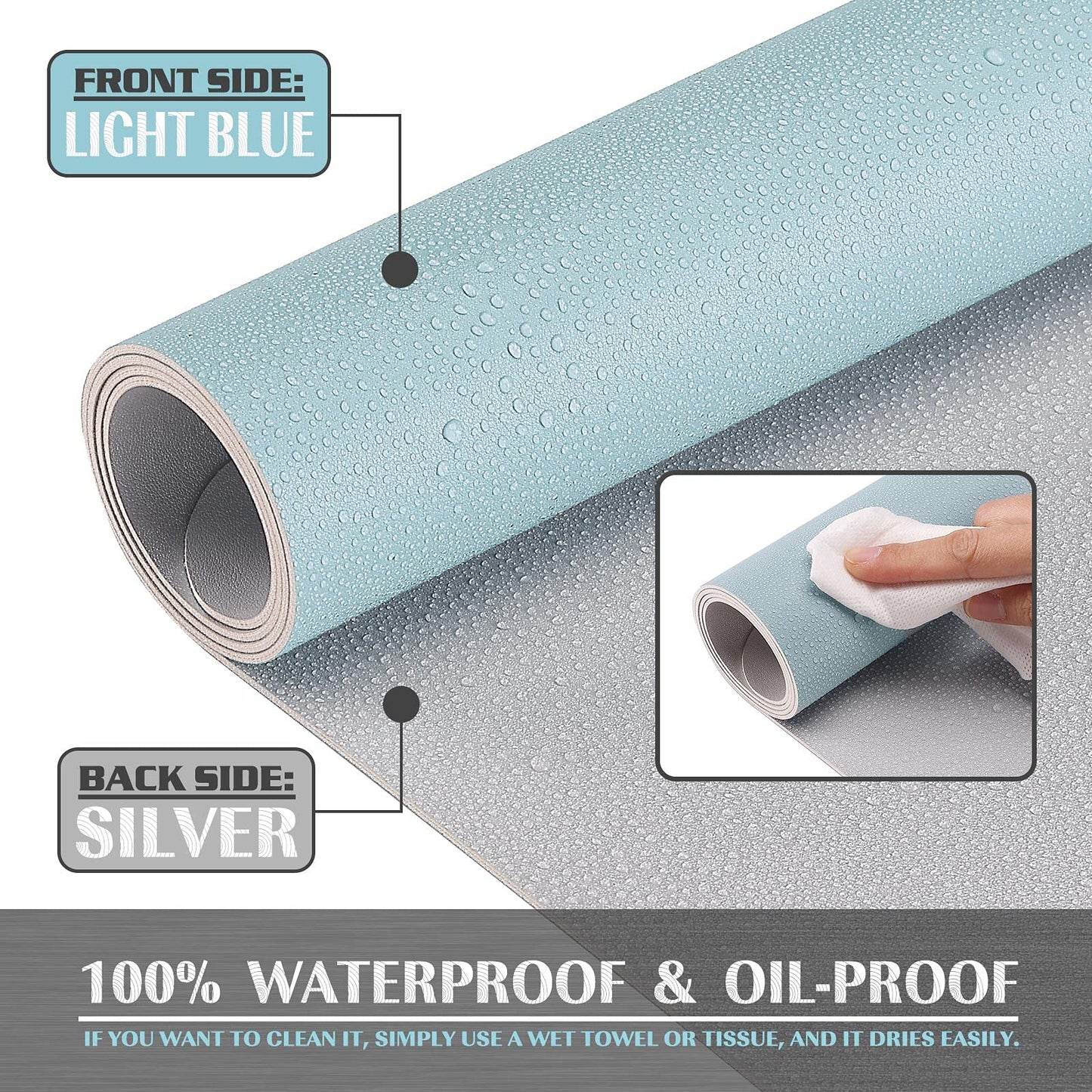 K KNODEL Extra Large Desk Mat, Leather Mouse Pad (47.2"x23.6", Light Blue)