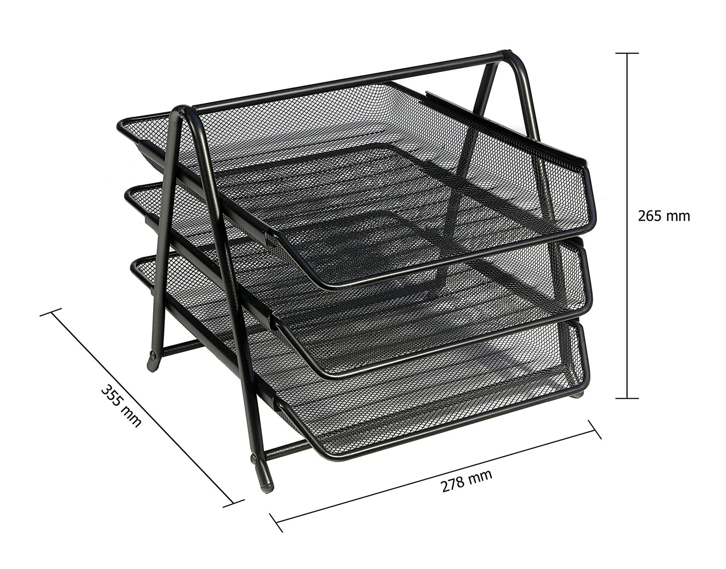 OSCO Black Wiremesh Three Tier Letter Tray | Document Storage | A4 Filing | Paper Organiser |
