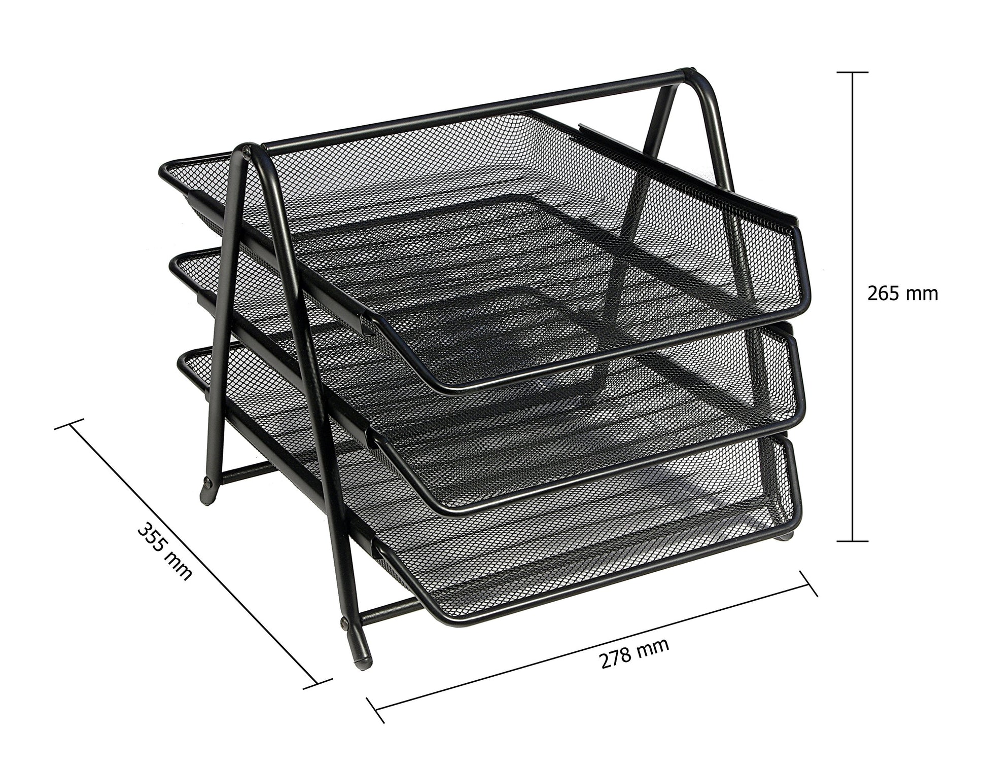 OSCO Black Wiremesh Three Tier Letter Tray | Document Storage | A4 Filing | Paper Organiser |