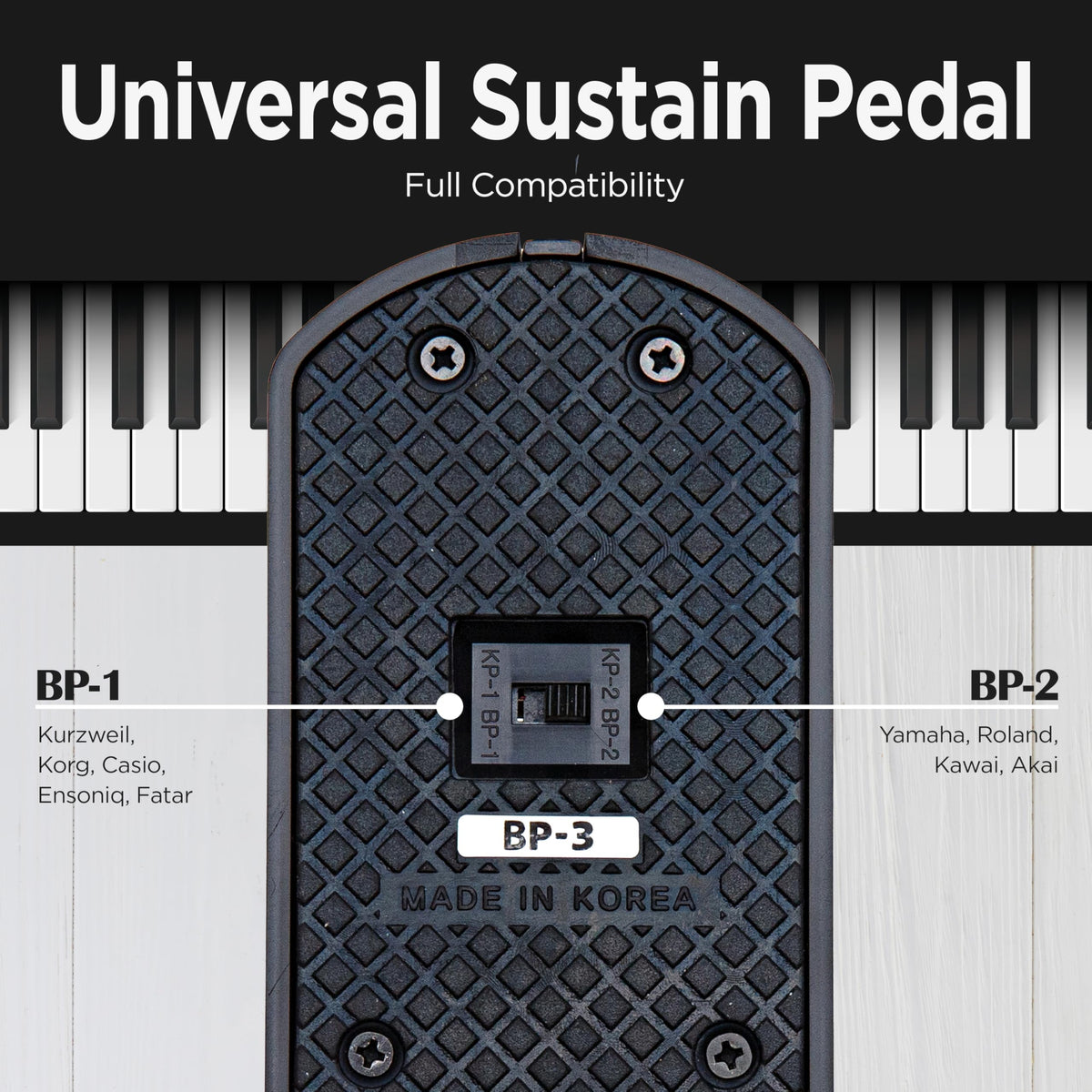 VALDI BP-3 Sustain Pedal - Universal Pedal for Keyboard Piano, Digital Pianos, MIDI Keyboards &