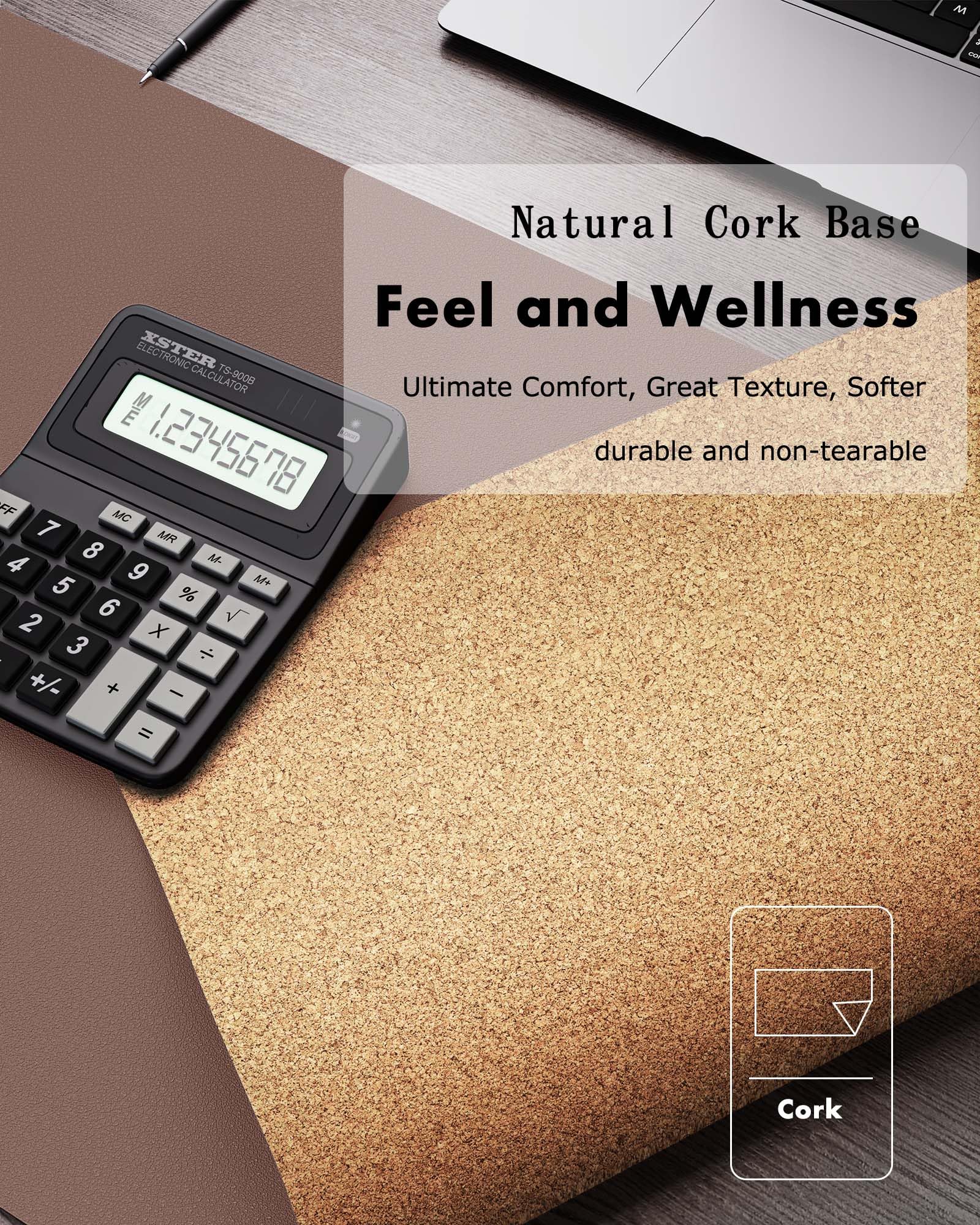YSAGi Double-Sided Desk Pad, 35.4"x17"Leather Desk Mat, Eco Cork Desk Pad Protector,Large Mouse