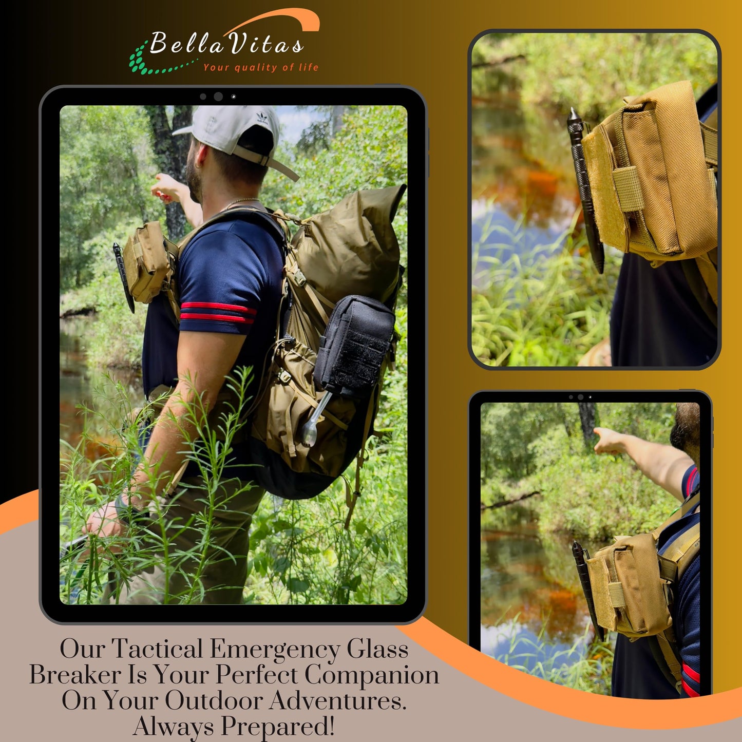 BellaVitas Military Tactical Pen, Emergency Glass Breaker Pen, Tactical EDC Pen, Multitool pen