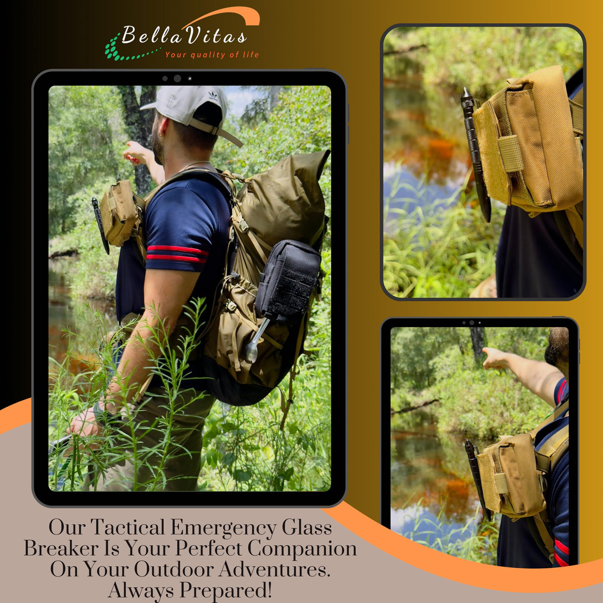 BellaVitas Military Tactical Pen, Emergency Glass Breaker Pen, Tactical EDC Pen, Multitool pen