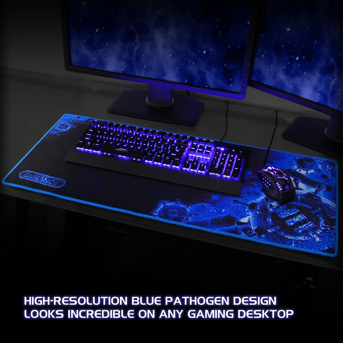 ENHANCE Pathogen Extra Large Gaming Mouse Pad (31.5 x 13.75 in) - Extended Mousepad with Anti-Fray