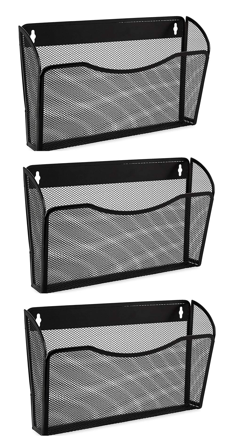 EASEPRES 3 Single Pocket Mesh Hanging File Organizer, Vertical Wall Mounted Magazine File Holder