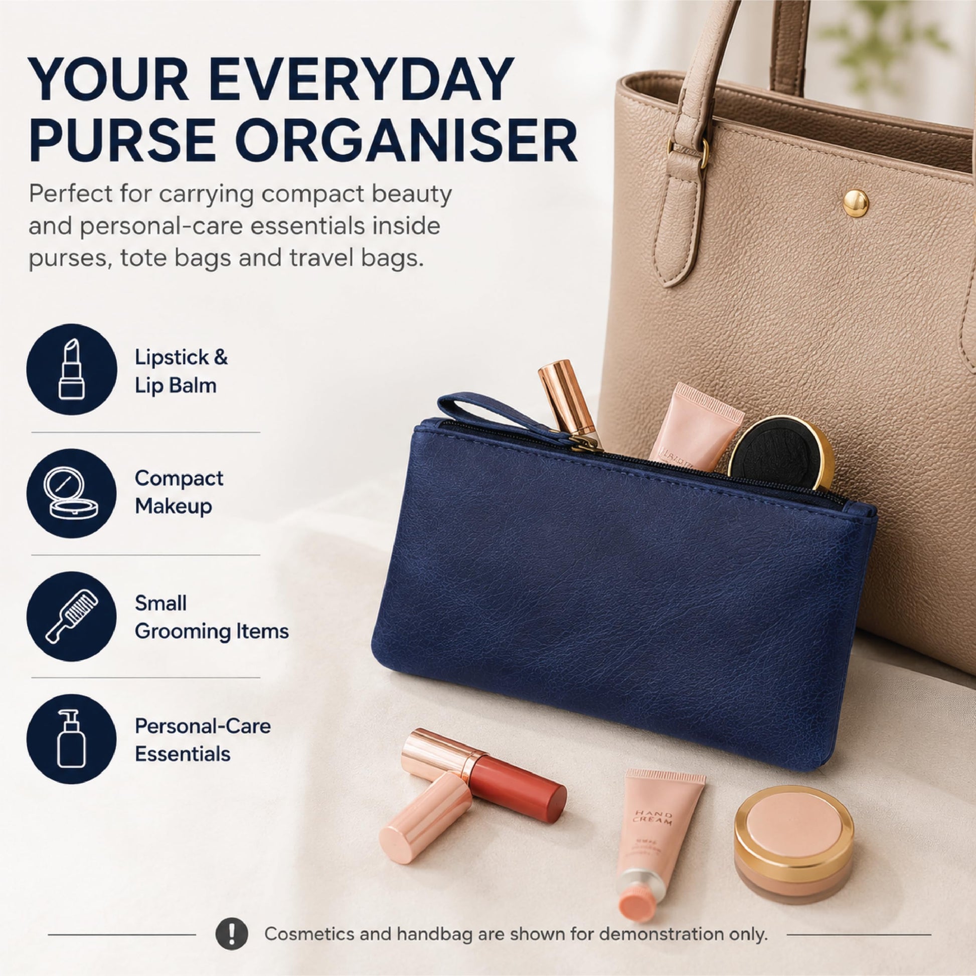 TheAntiq Blue Leather Pencil Pouch with Zipper - Slim Pen Holder (8" x 4" Inches), Coin Pouch &
