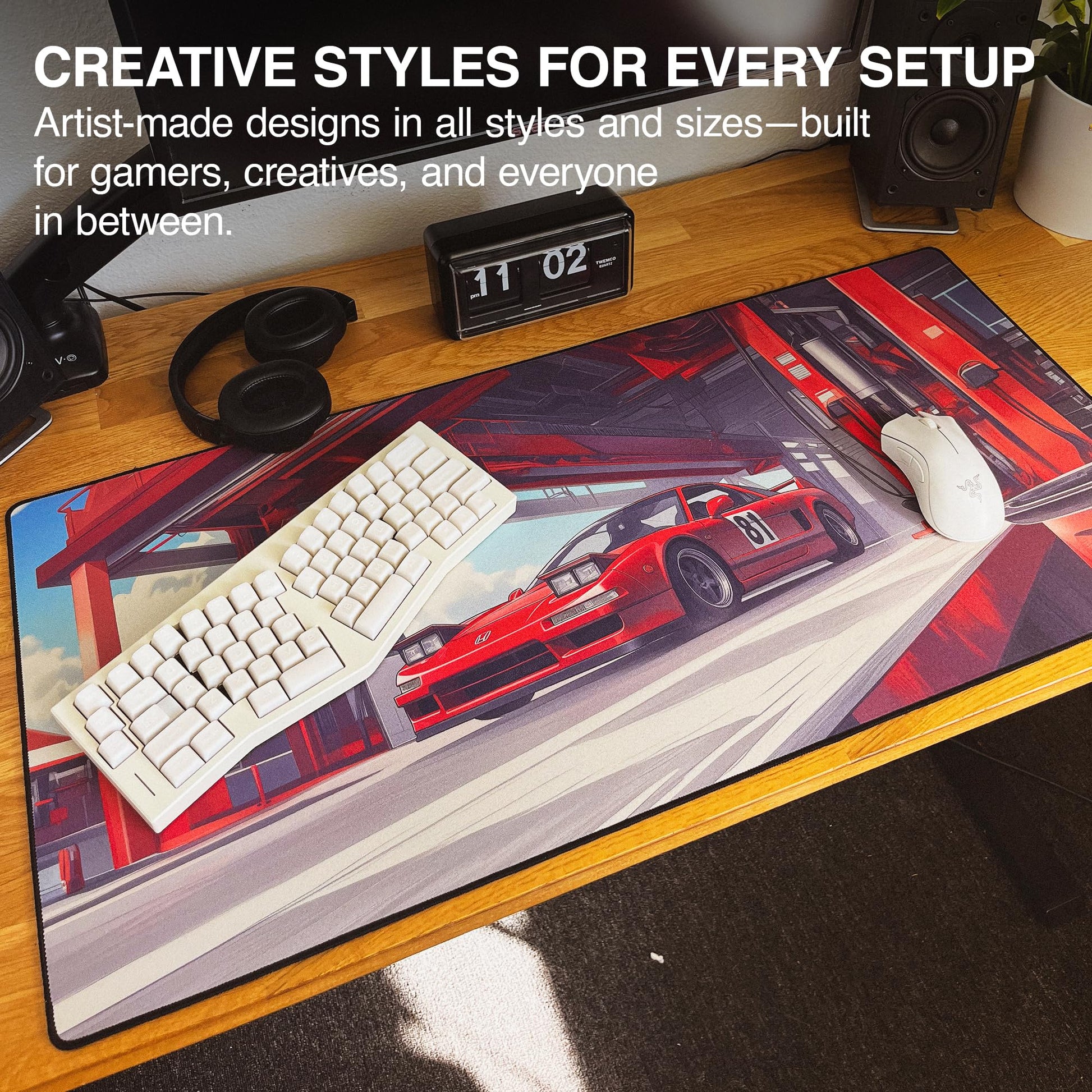MPCO. Hiros-Honda Large Gaming Desk Pad, 36" x 17" Duraglyde Desk Mat