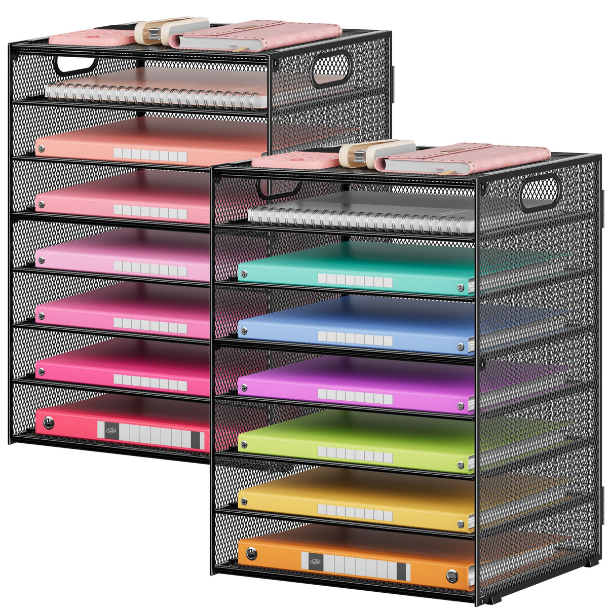 Lavatino 2 Pack 8-Tier Office Desk File Organizer, Letter Tray Paper Organizer with Handle