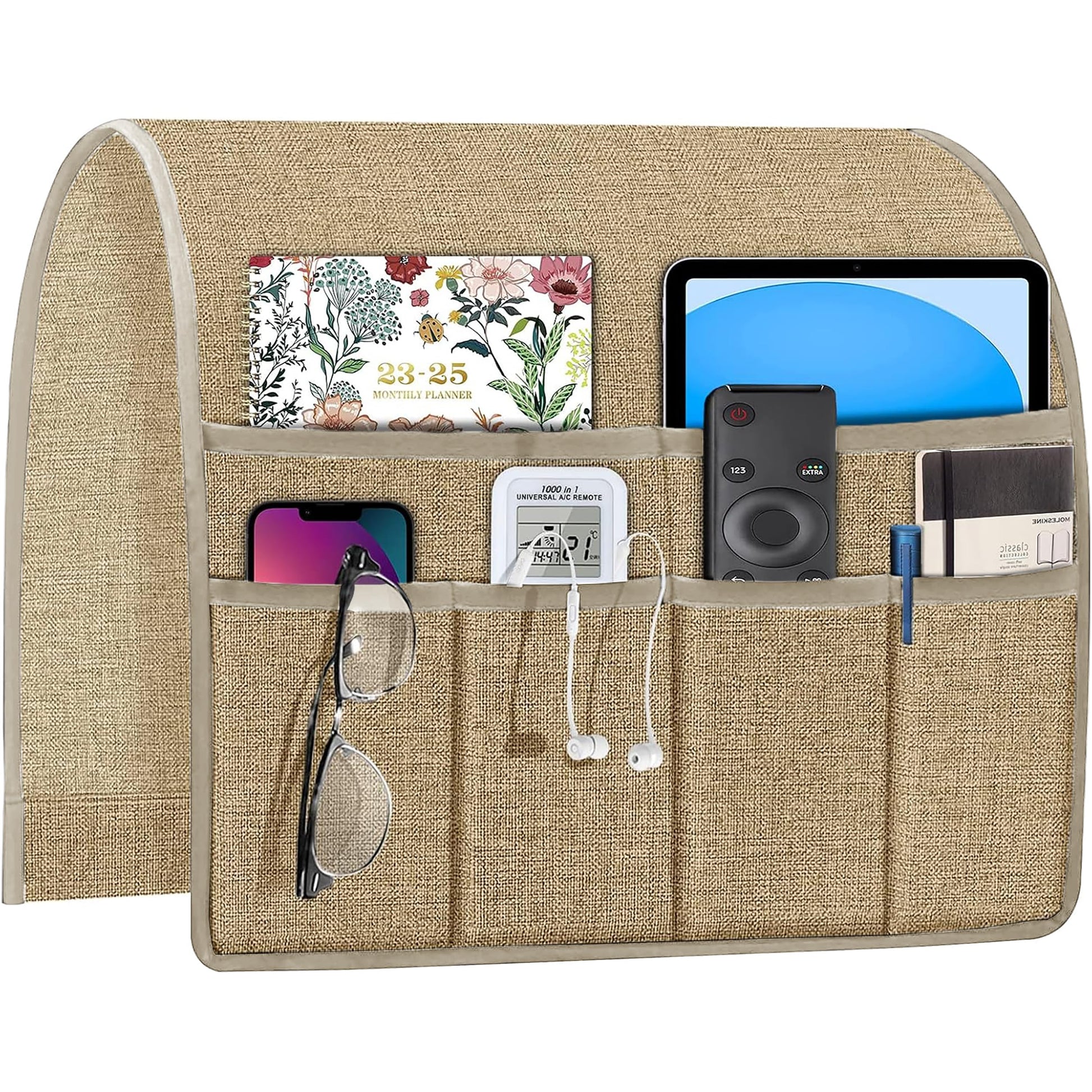 Joywell Remote Control Holder Armchair Caddy Armrest Organizer Khaki