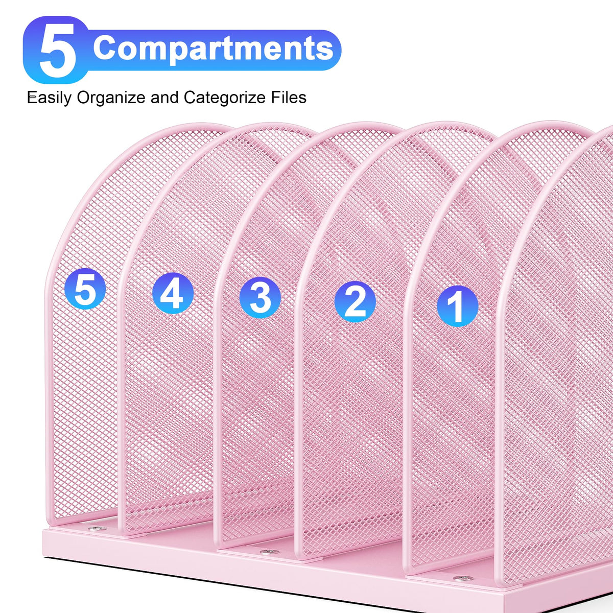 gianotter Desktop File Organizer with 5 Compartments