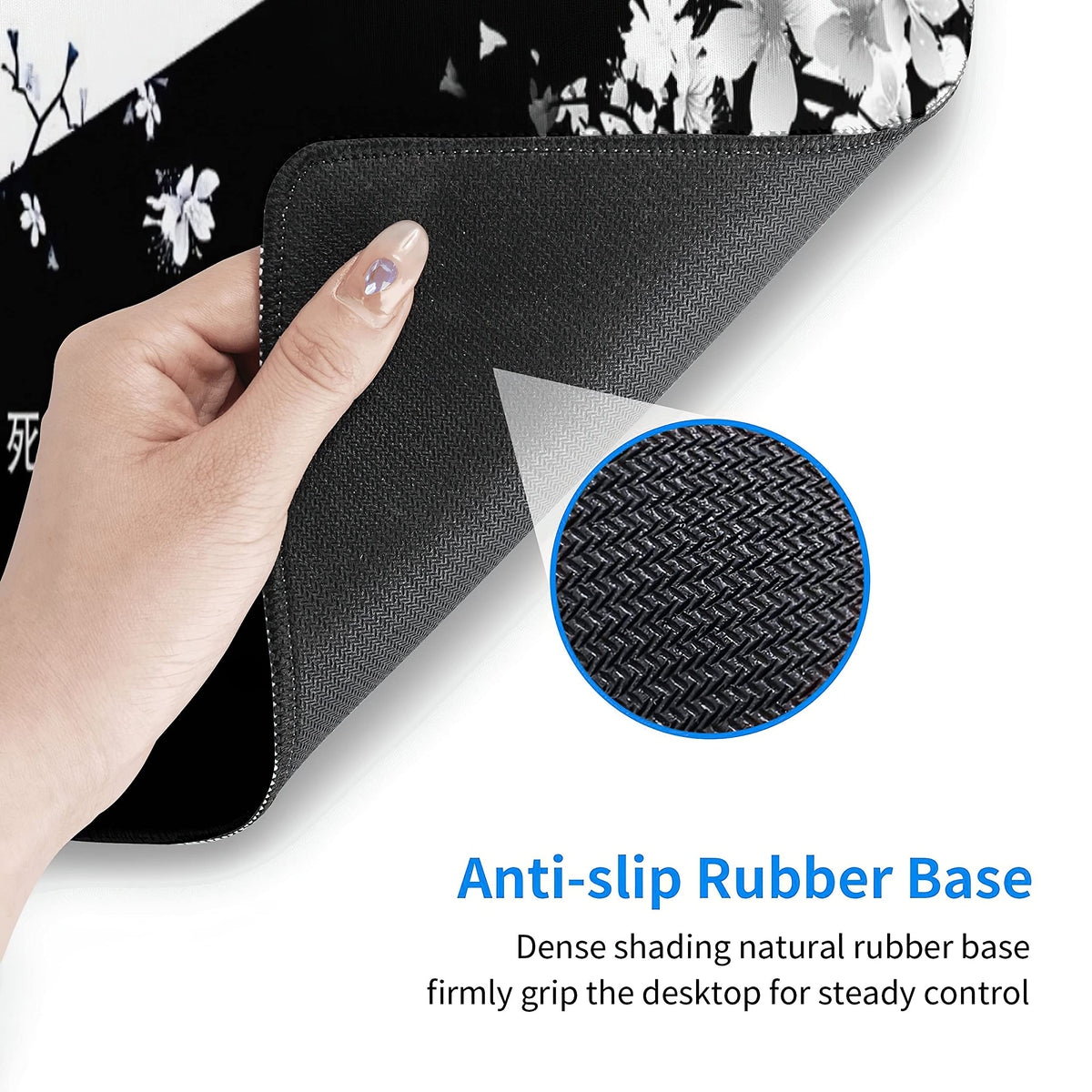 Black White Cherry Blossom Mouse Pad Japanese Sakura Death Life Flower Extended Desk Mat 80X30 cm