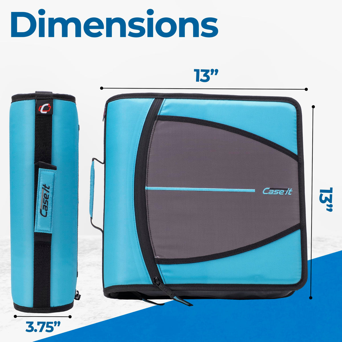 Case-it School Zipper Binder | 3-Inch O-Rings | 600-Sheet | D-146 Teal