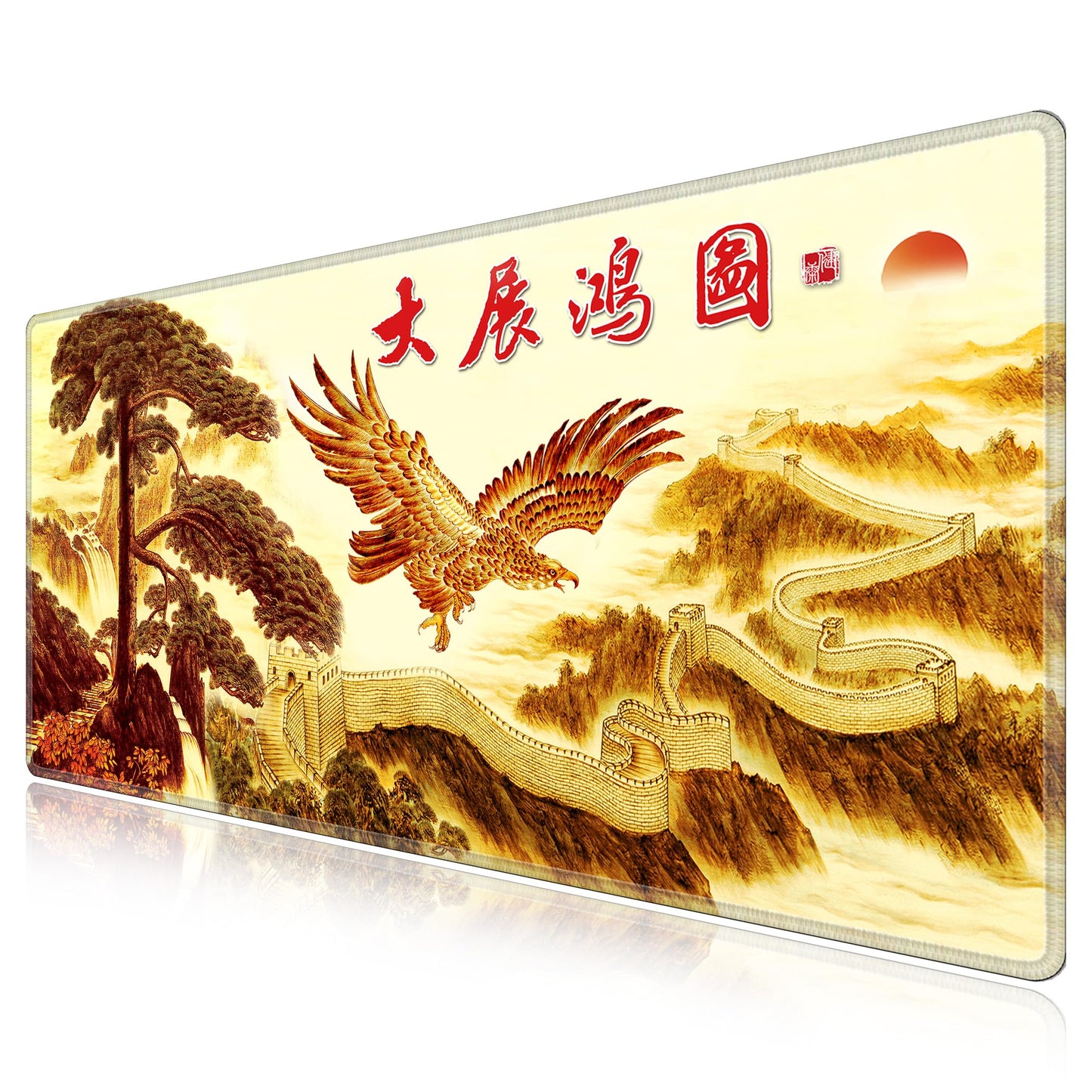 LL-COEUR XXL Landscape Gaming Mouse Pad Computer Keyboard Mat Office Desk Pad (Eagle, 47.2" x 23.6"