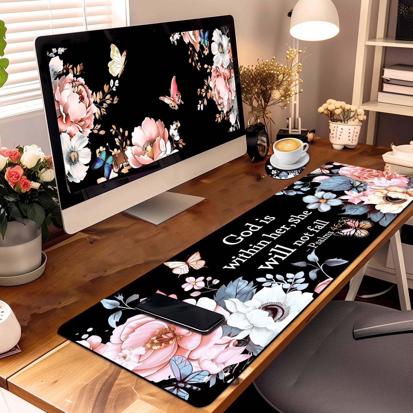 Extended Mouse Pad with Coaster 31.5 x 11.8 Desk Pad Full Desk Mousepad Stitched Edges Desk Mat