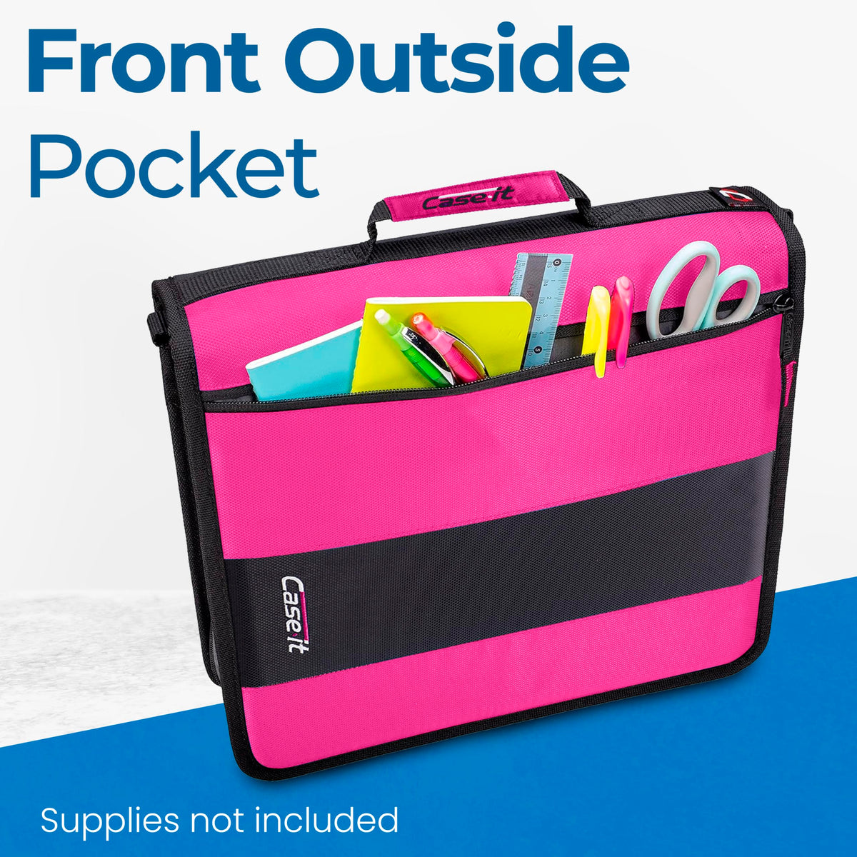 Case-it School Zipper Binder | 2-Inch O-Rings | 350-Sheet | D-251 Magenta