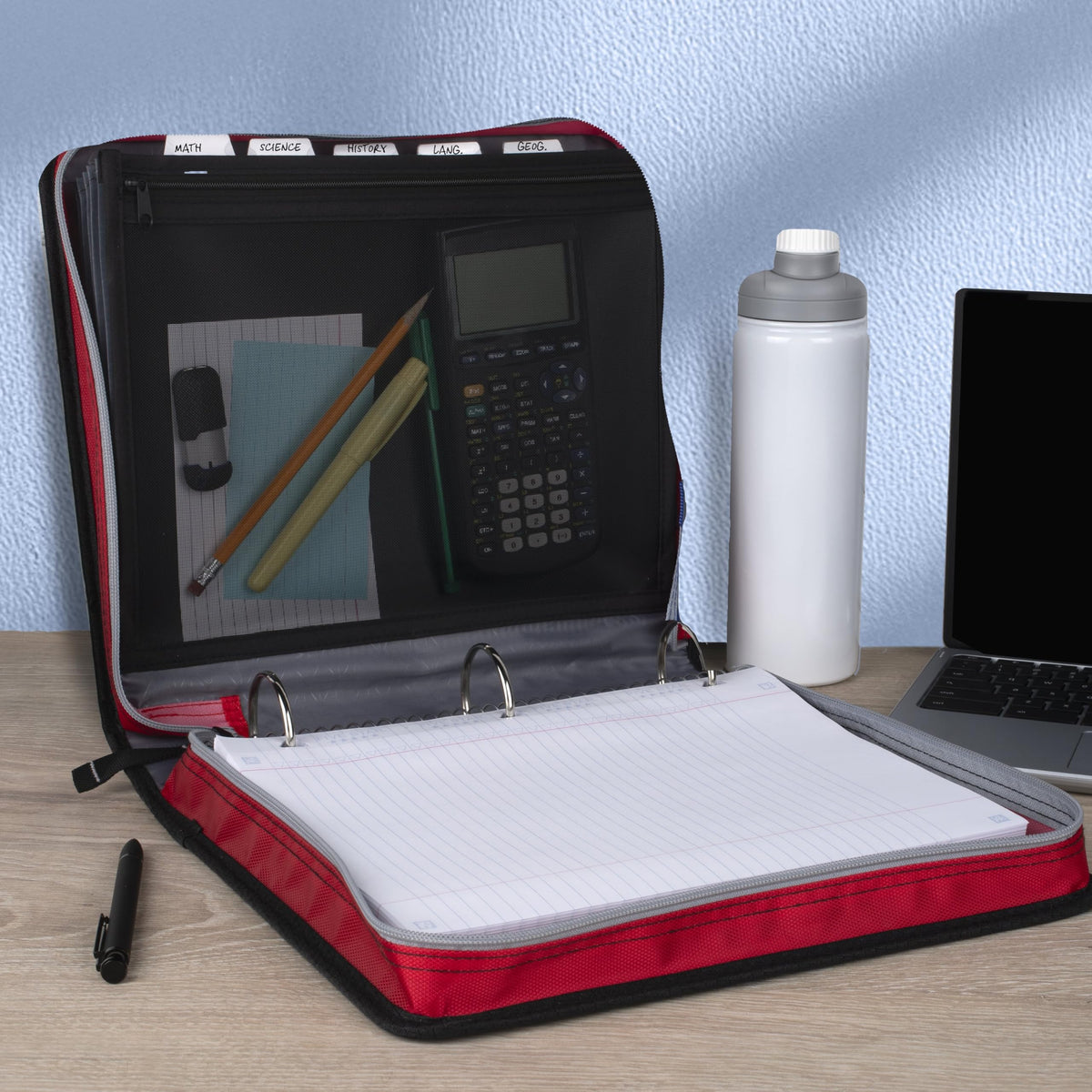 Five Star Zipper Binder 2 Inch O-Rings Case Organiser with Expansion Panel and 5-Tab Expanding File