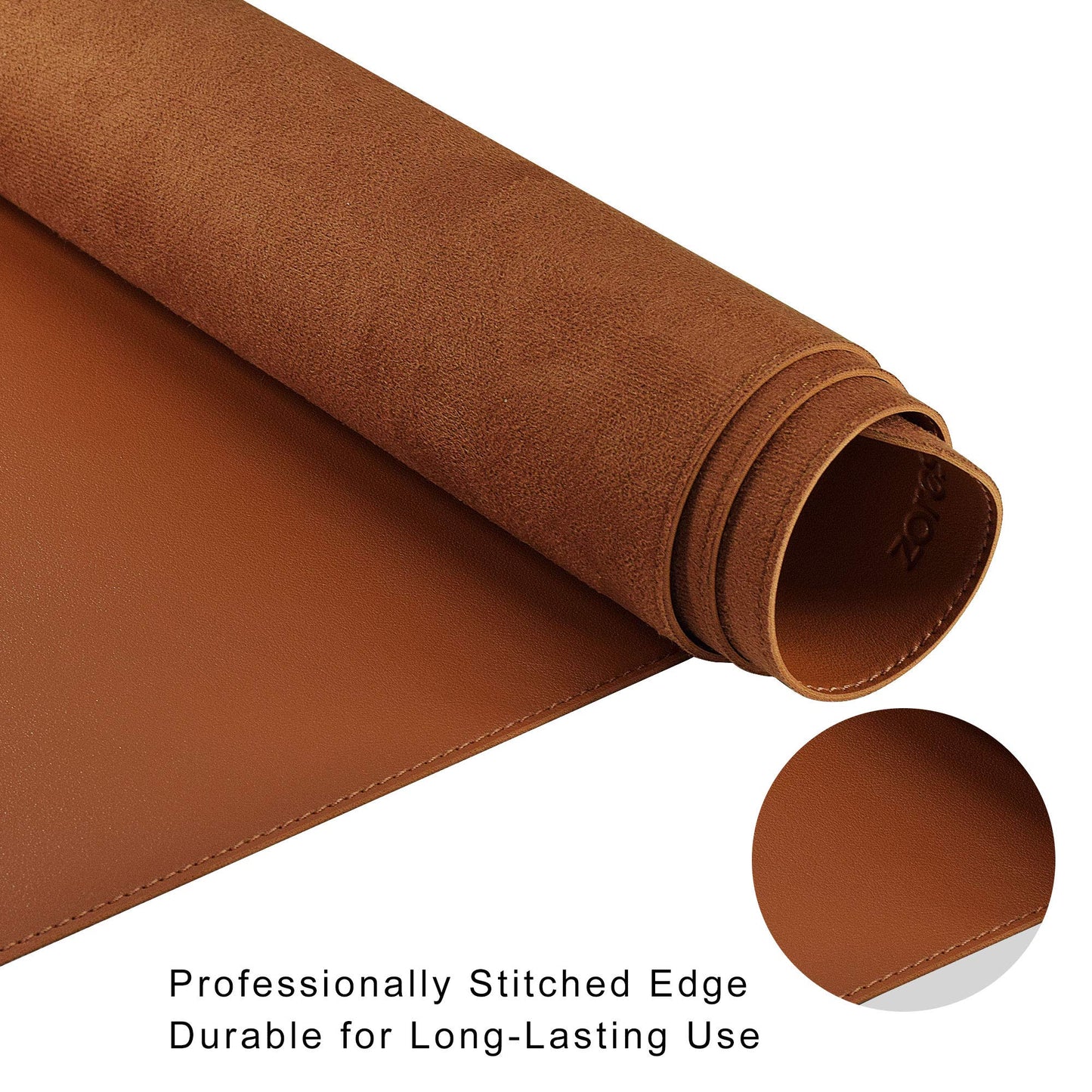 ZORESYN XL Faux Leather Desk Pad Protector, 47.2" x 15.8", Light Brown