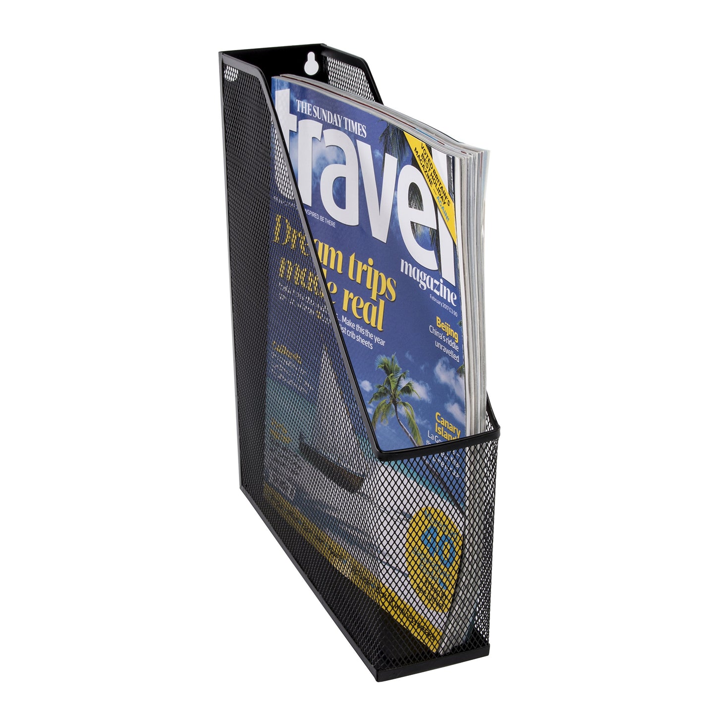 OSCO Black Wiremesh Magazine Rack | Folder Storage | File Organiser | 1 Section | Desk Tidy |