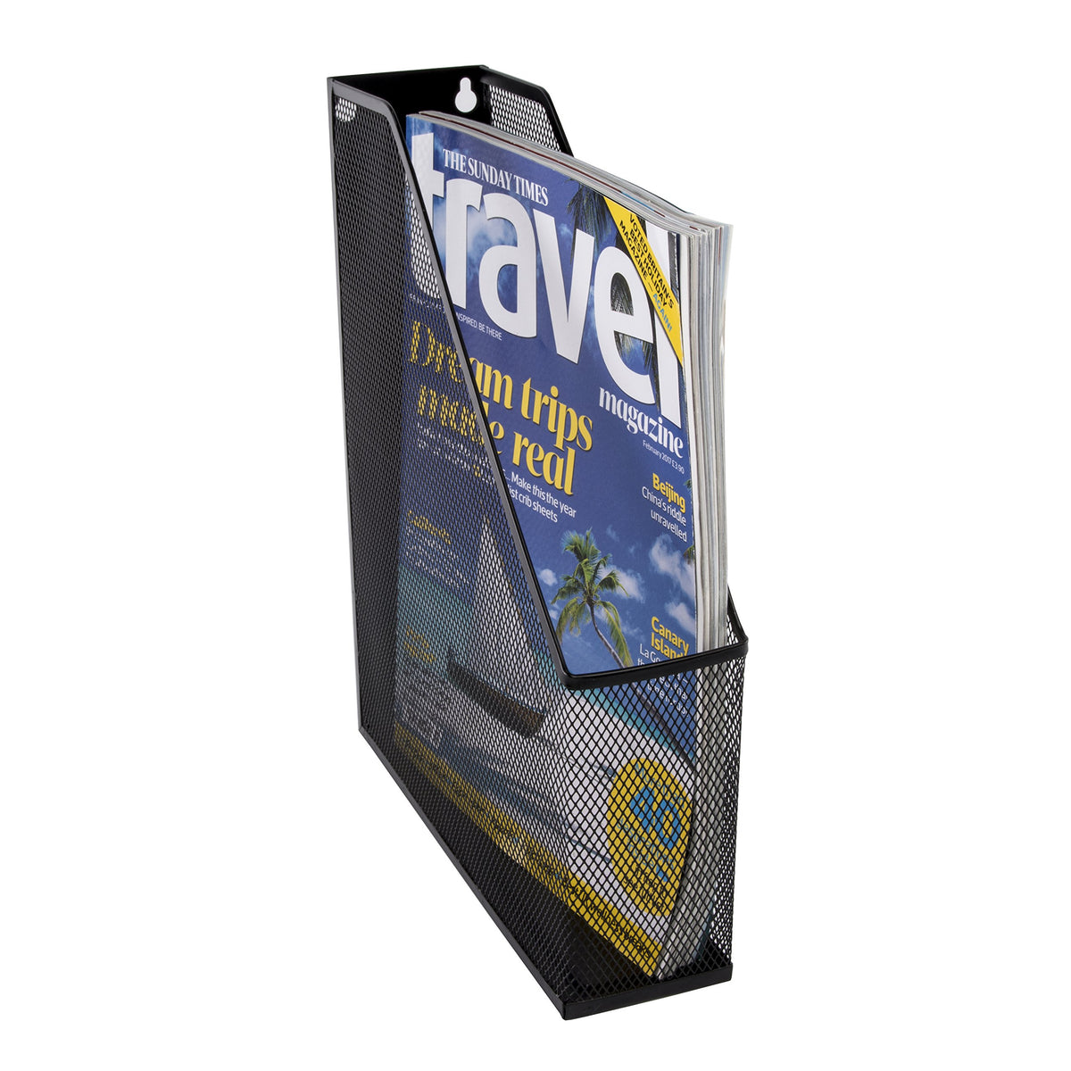 OSCO Black Wiremesh Magazine Rack | Folder Storage | File Organiser | 1 Section | Desk Tidy |